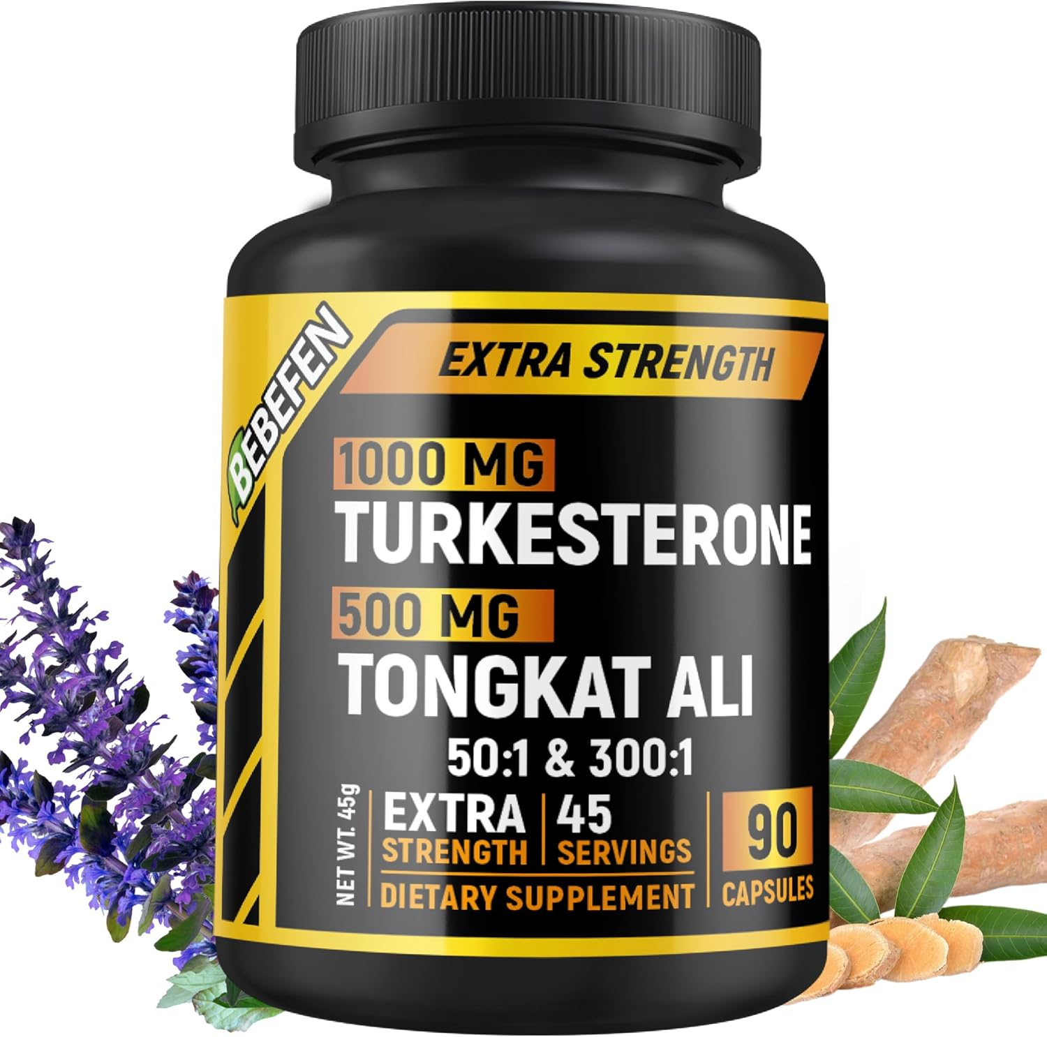 Turkesterone and Tongkat Ali Supplement - Tongkat Ali Extract and Turkesterone Supplement for Men - Non-Gmo (90 Capsules) image number 4