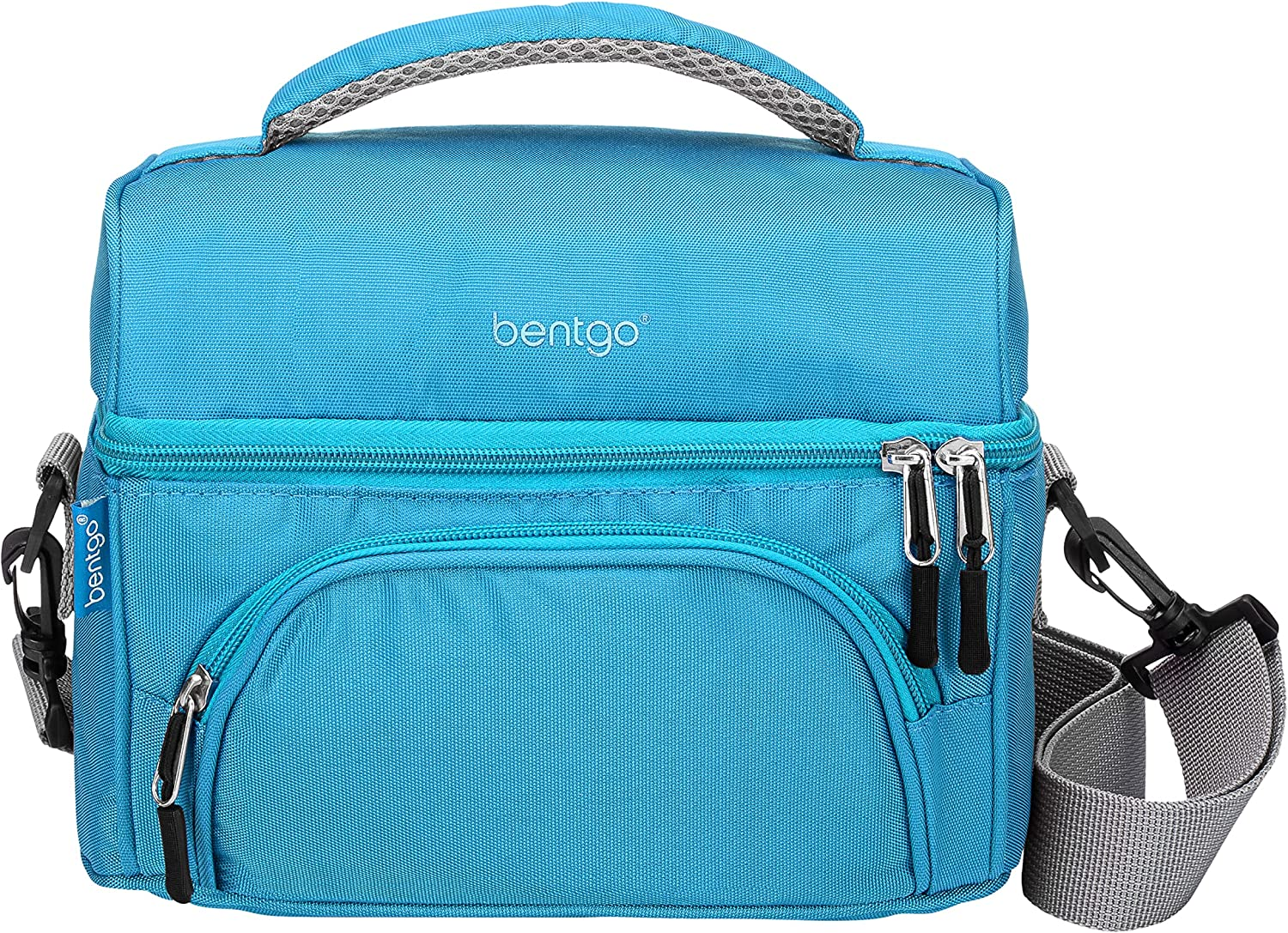 Bentgo&reg; Deluxe Lunch Bag - Durable and Insulated Lunch Tote with Zippered Outer Pocket, Internal Mesh Pocket, Padded & Adjustable Straps, & 2-Way Zippers - Fits Most Lunch Boxes (Carbon Black)
