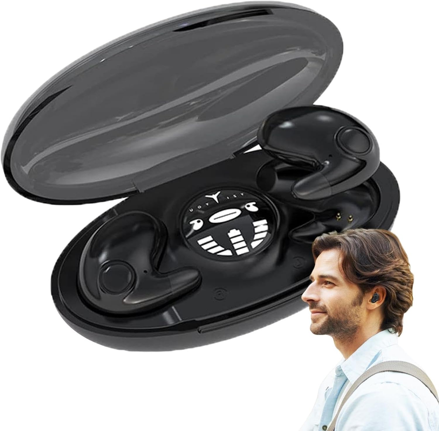 1 Set Wireless Invisible Earbuds - Invisible in Ear Headphones, Wireless Flat Earbuds | Sleep Headphones with Microphone, Comfortable Touch Control Ear Buds for Sleeping Small Ear Canals