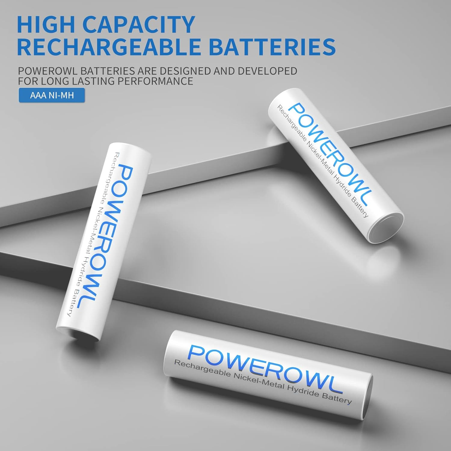 POWEROWL AAA Rechargeable Batteries 16 Pack of Rechargeable AAA Batteries 1000Mah 1.2V Nimh Low Self Discharge