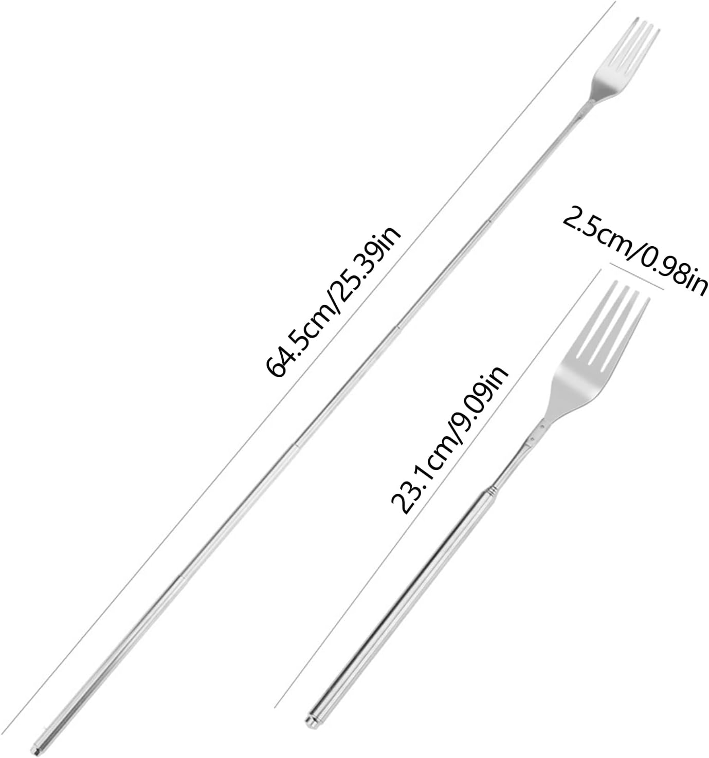 Extended Fork - Stainless Steel Non-Slip Long Handle,Extension Fork Camping Kitchen Supplies | for Office School BBQ Camping Travel Grilling Outdoor Fishing Hiking Dinner Lunch image number 6