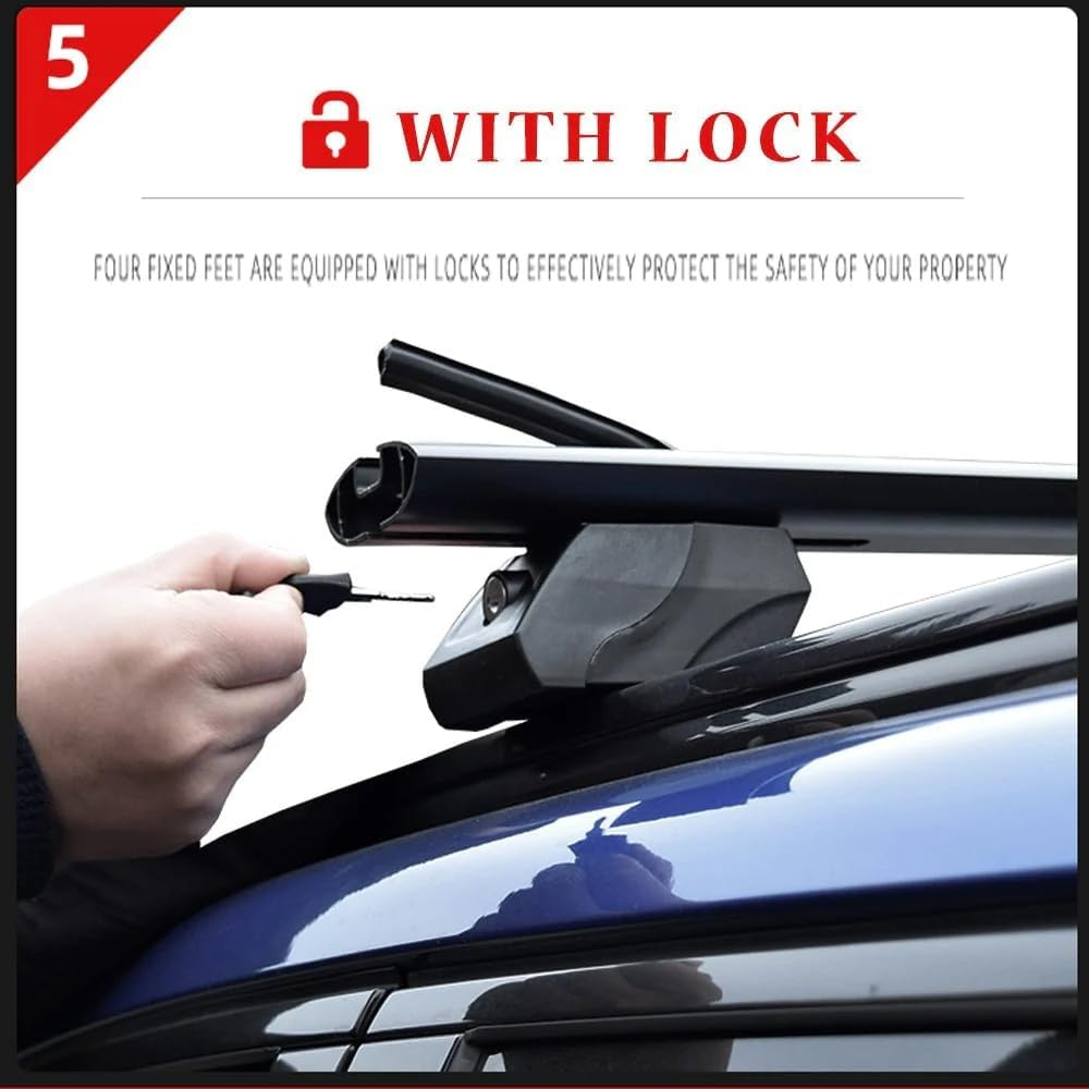 Cross Bars 127Cm Car Roof Rack Clip on Universal Lockable Aluminium Carrier Lock Rail Sedan image number 6