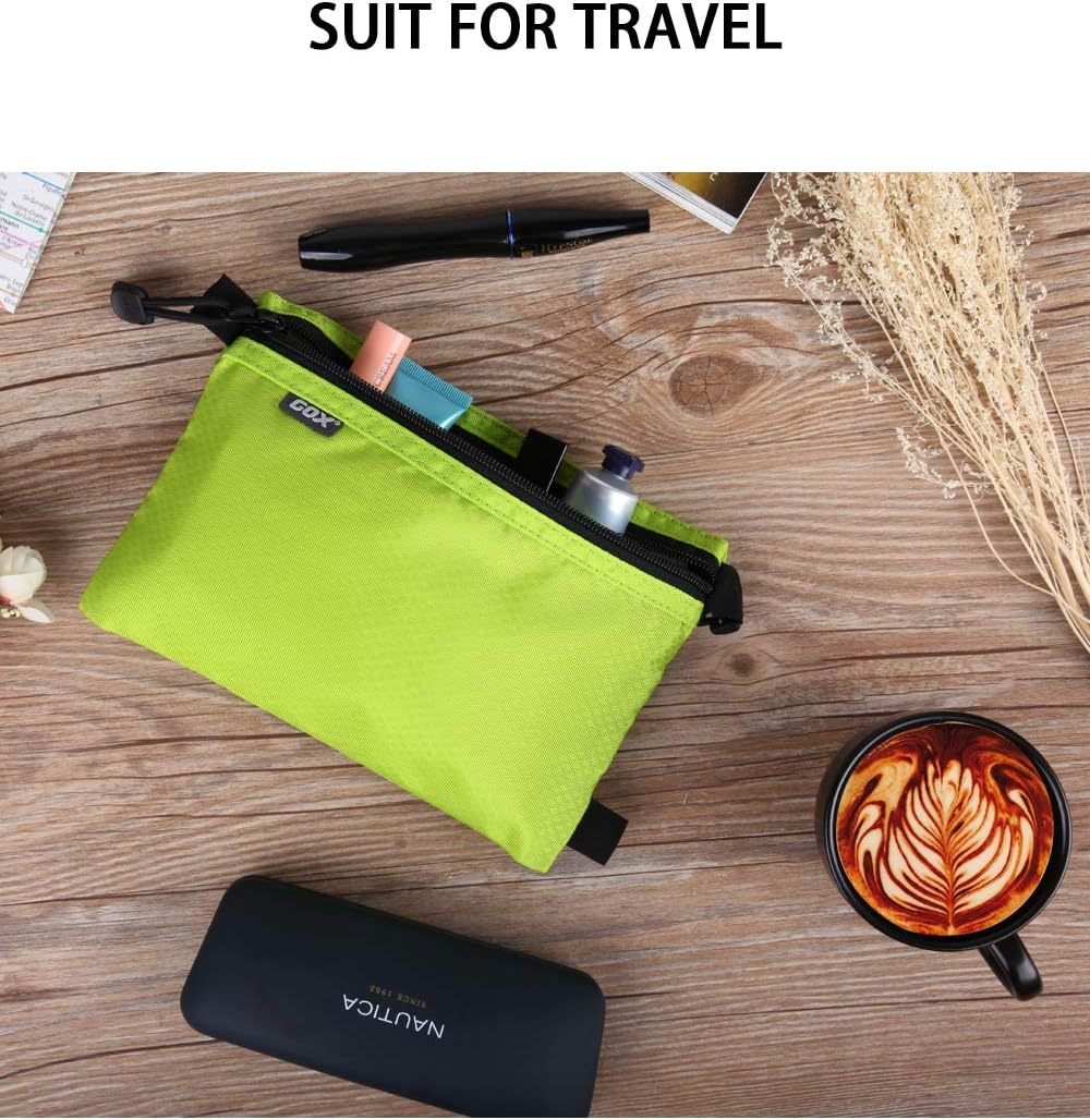GOX Carry on Zipper Pouch Toiletry Bag Packing Sack Makeup Bag Digital Bag (Green) - Green image number 4