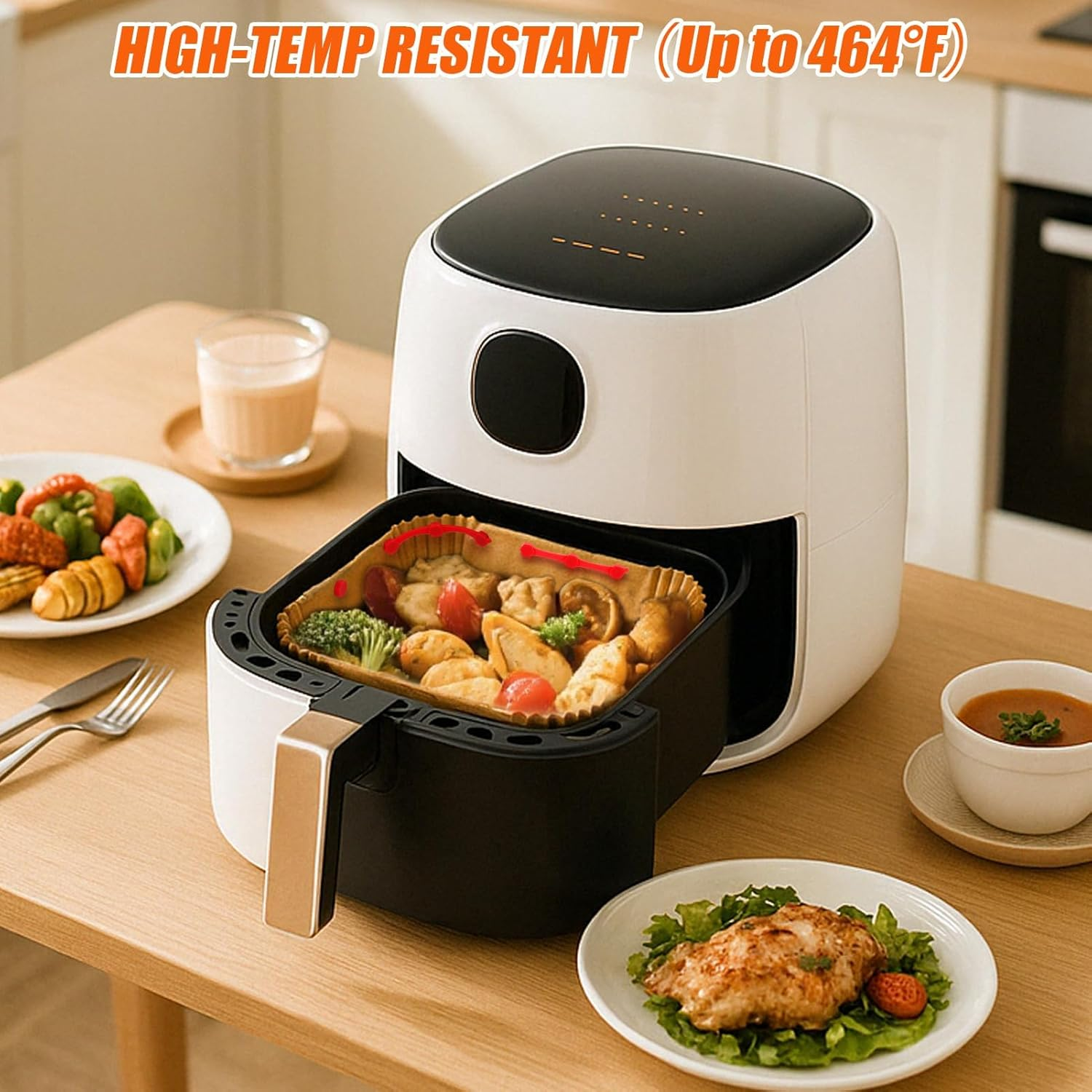 12PCS Air Fryer Magnets Silicone Buckle for Parchment Paper Liners, High-Temp Resistant Air Fryer Accessories, Prevent Burning, Safely Lock Paper from Heating Element or Covering Food (Red) image number 1