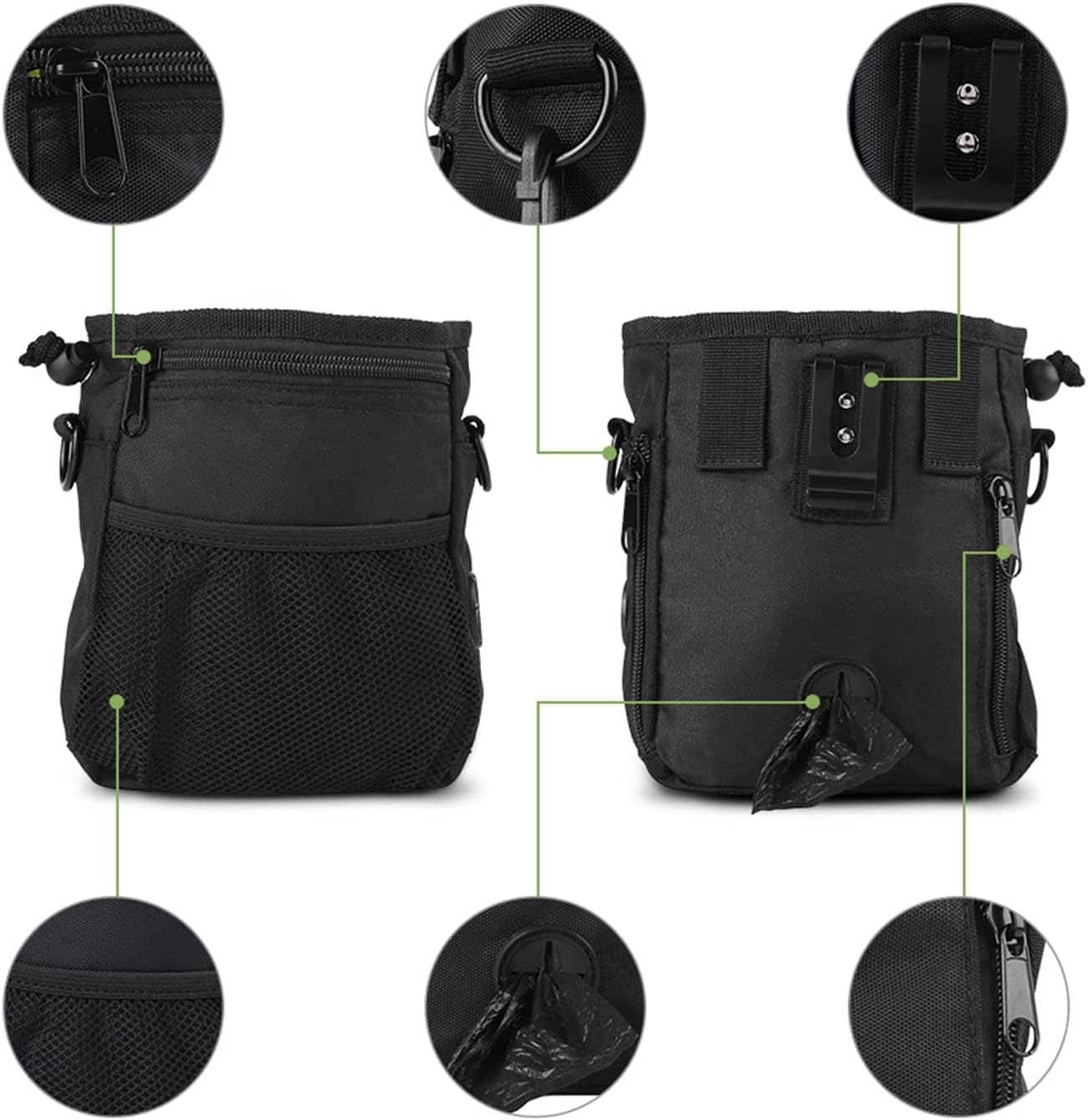 Dog Treat Training Pouch, 1Pc 3 Ways to Wear Dog Treat Pouch, Dog Treat Pouch Bag,Dog Treat Training Bag, Dog Treat Pouch Bag Puppy Dog Training Snack Bag (Black) image number 2