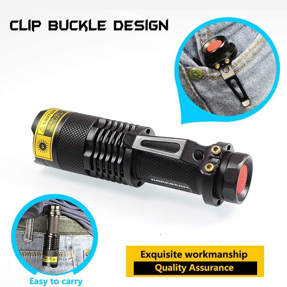 UV Flashlight Black Light 365Nm LED Lamp Blacklight Pet Urine Portable Mini Pocket Detector for Dog Cat Dry Stains Bed Bug Ultraviolet Flashlights Lights with Clip SK68(1 Pack) image number 5