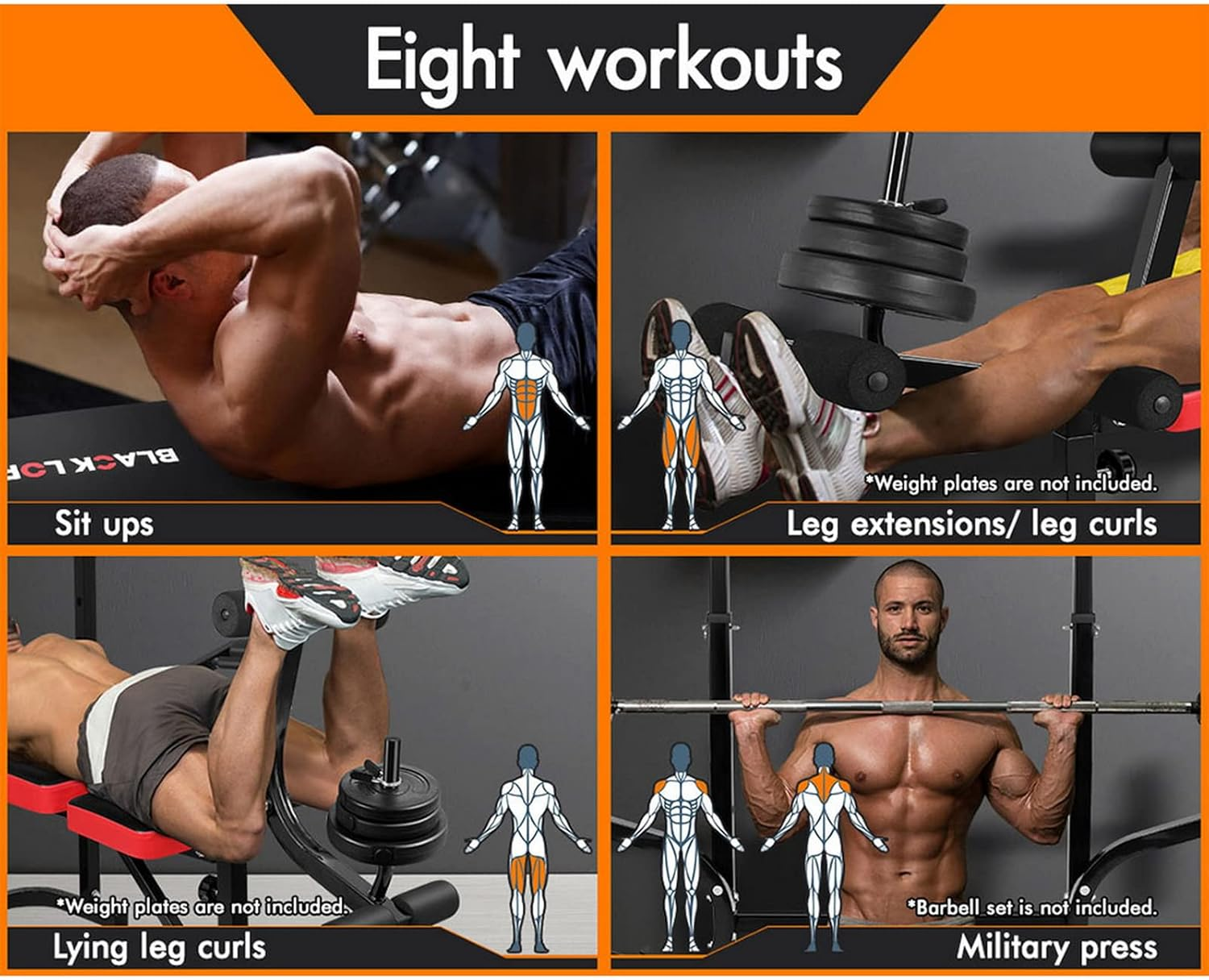 BLACK LORD Multi-Station Weight Bench Press Home Gym Workout Fitness Dip Bar Chin-Up Station Multi Functional Exercise Strength Training Equipment image number 5