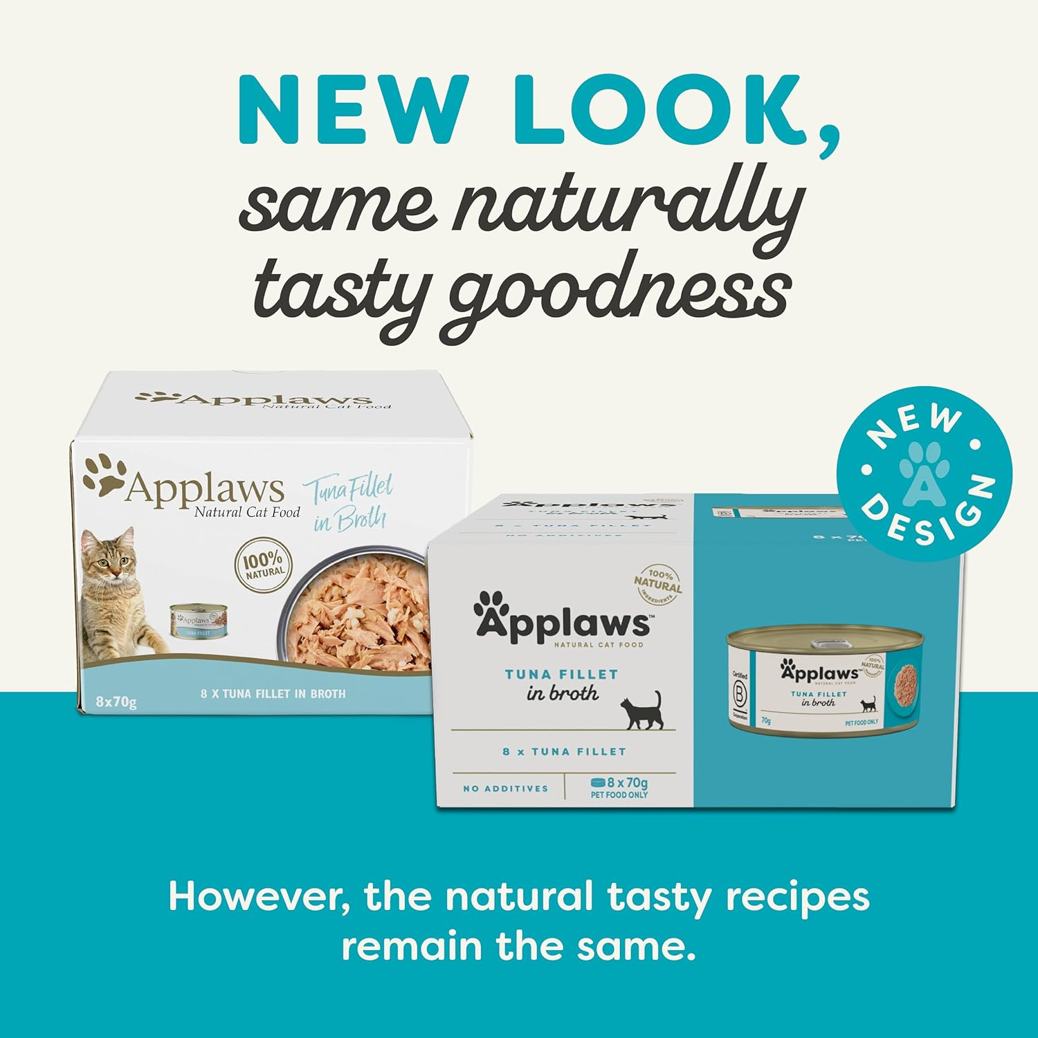 Applaws 100% Natural Wet Cat Food Tuna Fillet in Broth Tin 70G (Pack of 32), Limited Ingredients Pet Food image number 2