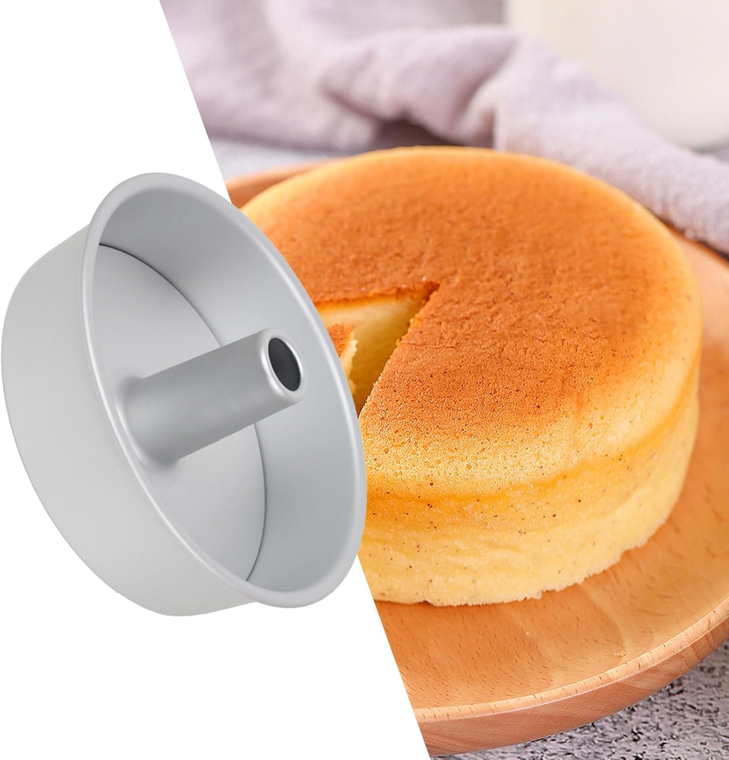 Chiffon Cake Pan - round Shape, Loose Bottom Tray | Baking Pan with Non-Stick Cupcake, Lightweight Cake Mould, Aluminium round Bakeware for Kitchen Oven, Cheesecake Cans, Pastry Bread Tool image number 1