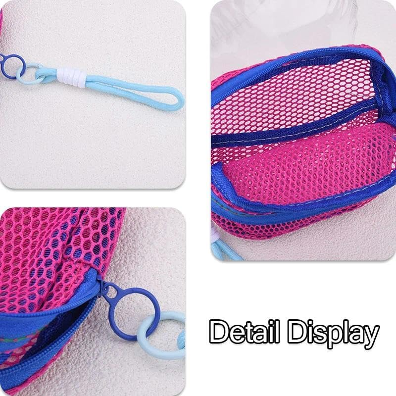 Portable Cosmetic Organizer Storage Mesh Makeup Bags Portable Coins Credit Cards Case Travel Lipstick Skincare Pouch Daily Small Objects Jewelry Pouches with Strap, Hot Pink image number 3