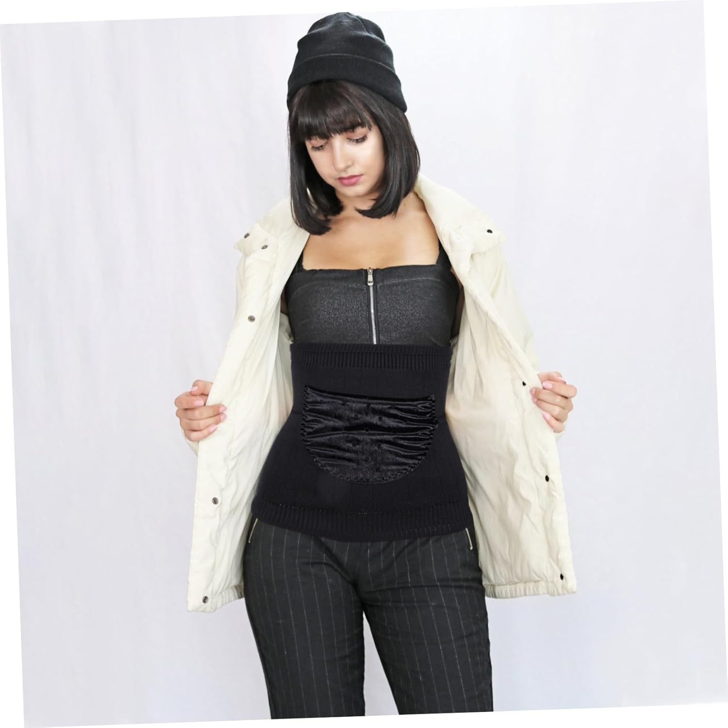 Ipetboom Warm Wool Kidney Belt Stretchy Thermal Waist Support for Stomach Protection Cozy Abdominal Band for Winter Friendly Breathable Design for Daily Use image number 3