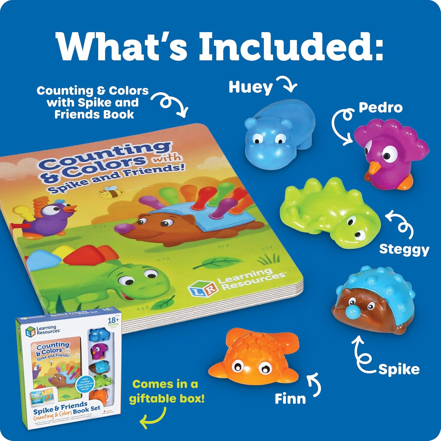 Learning Resources LER9124 Spike and Friends Counting & Colours Book, Toddler Activities, Educational Set, Colour Teaching Toys, 6 Pieces, Age 18 Month+ image number 2