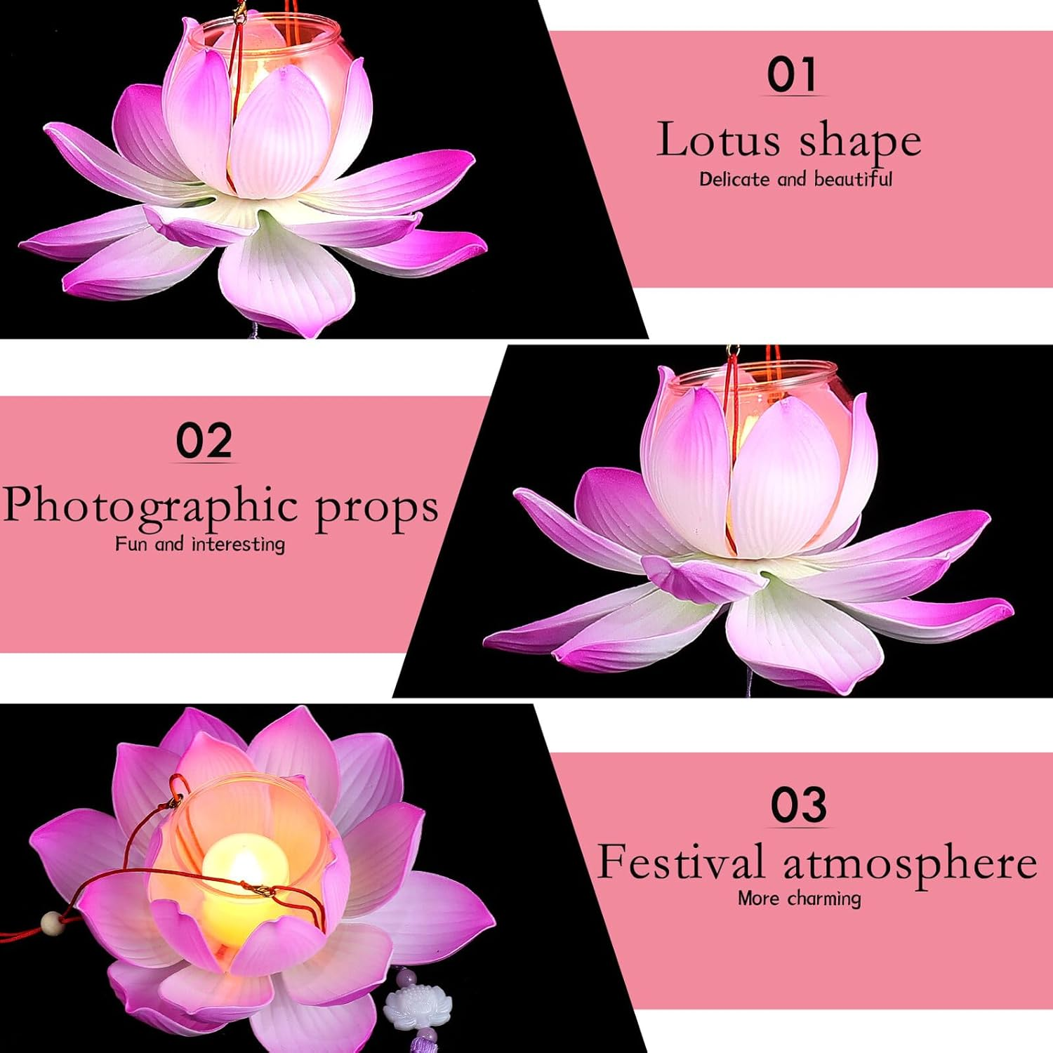 BCOATH DIY Lotus Lantern Kit Small Purple Handheld Festival Lantern Pendant Craft Supplies for Mid-Autumn Festival &rsquo; Holiday Decor