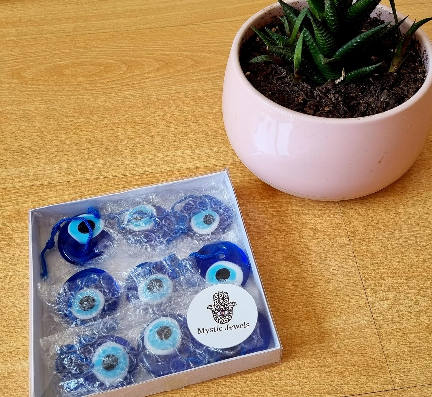 Turkish Eye Hanging Glass Evil Eye Blue Good Luck 4Cm Diameter with Water and Thread, Nazar Boncuk, Evil Eye (9) image number 6