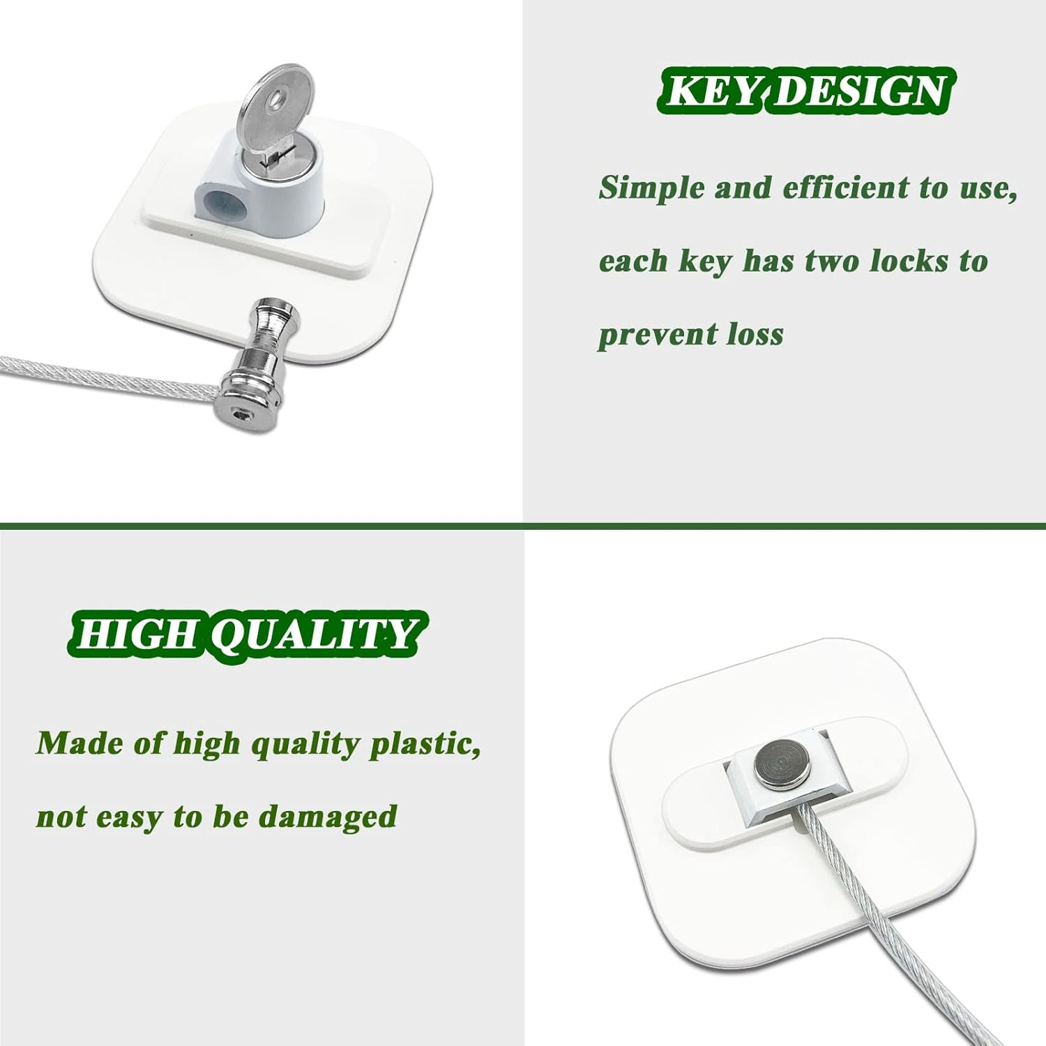 Refrigerator Lock with Key, Fridge Locks,Lock for Fridge Freezer, Cabinets and Drawers, Air Oven Air Fryer, Closets, Windows, 2 Pack Refrigerator Lock with 4 Keys (White)