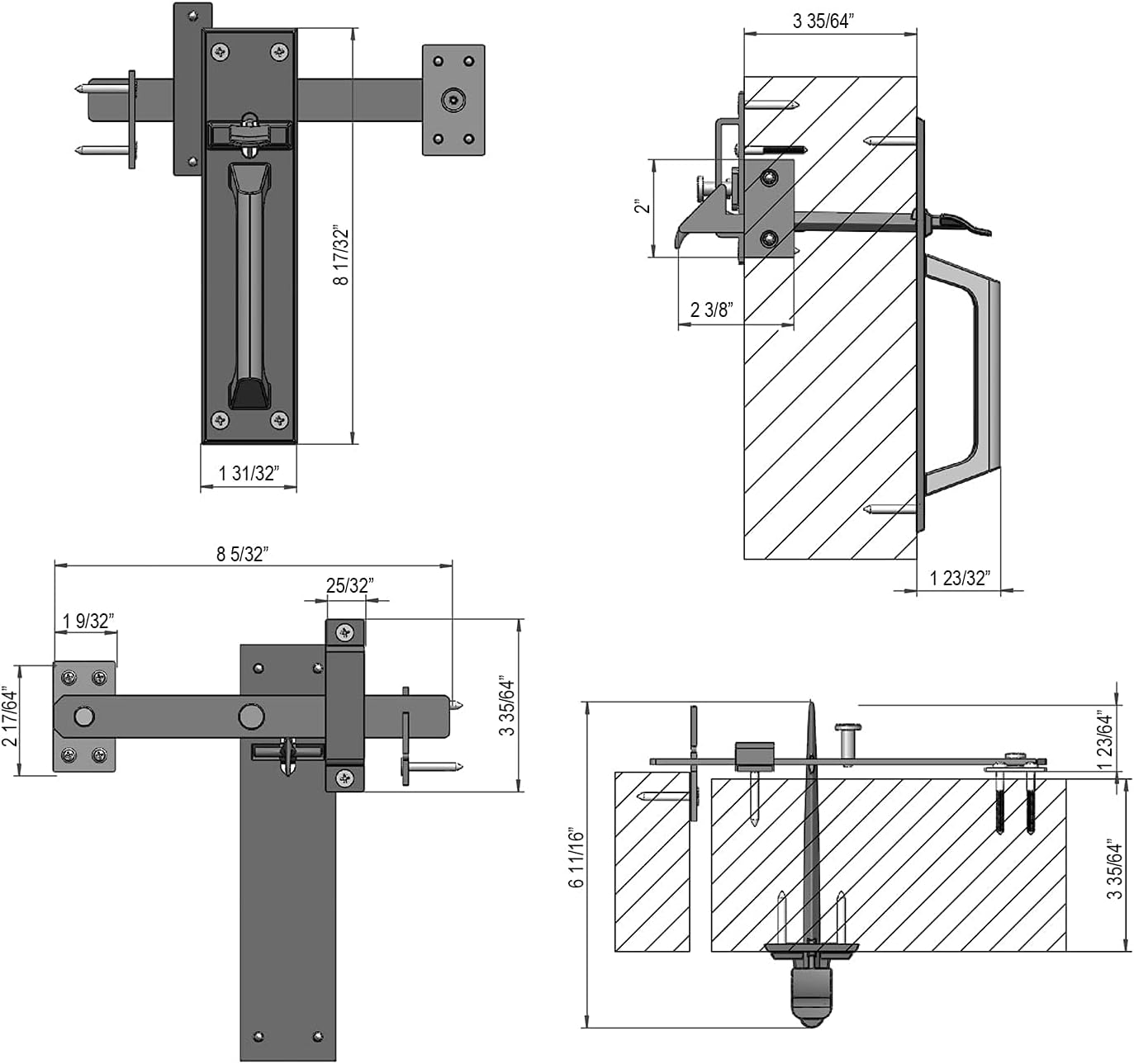JUBEST Heavy Duty Gate Latch, Two Sided Gate Latch, Gate Latches for Outdoor Fence, Wooden Gates, Pool Gate, Backyard, Garden, Black image number 4