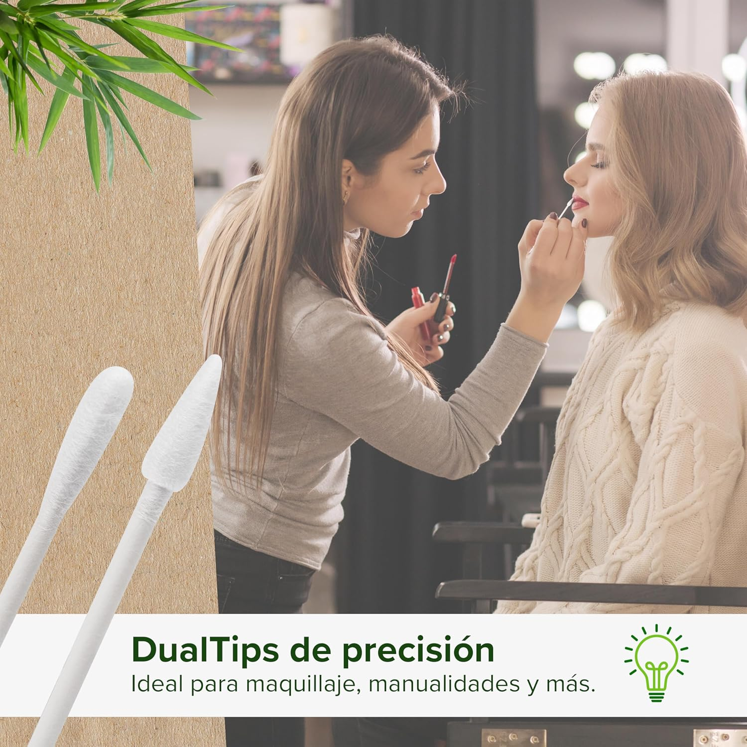 Cotton Buds for Makeup and Cleansing, 1000 (10X100) Sterile, Individually Wrapped, with a round and One Pointed Tip, in Hard Paper Handle and Sturdy Paper Handle