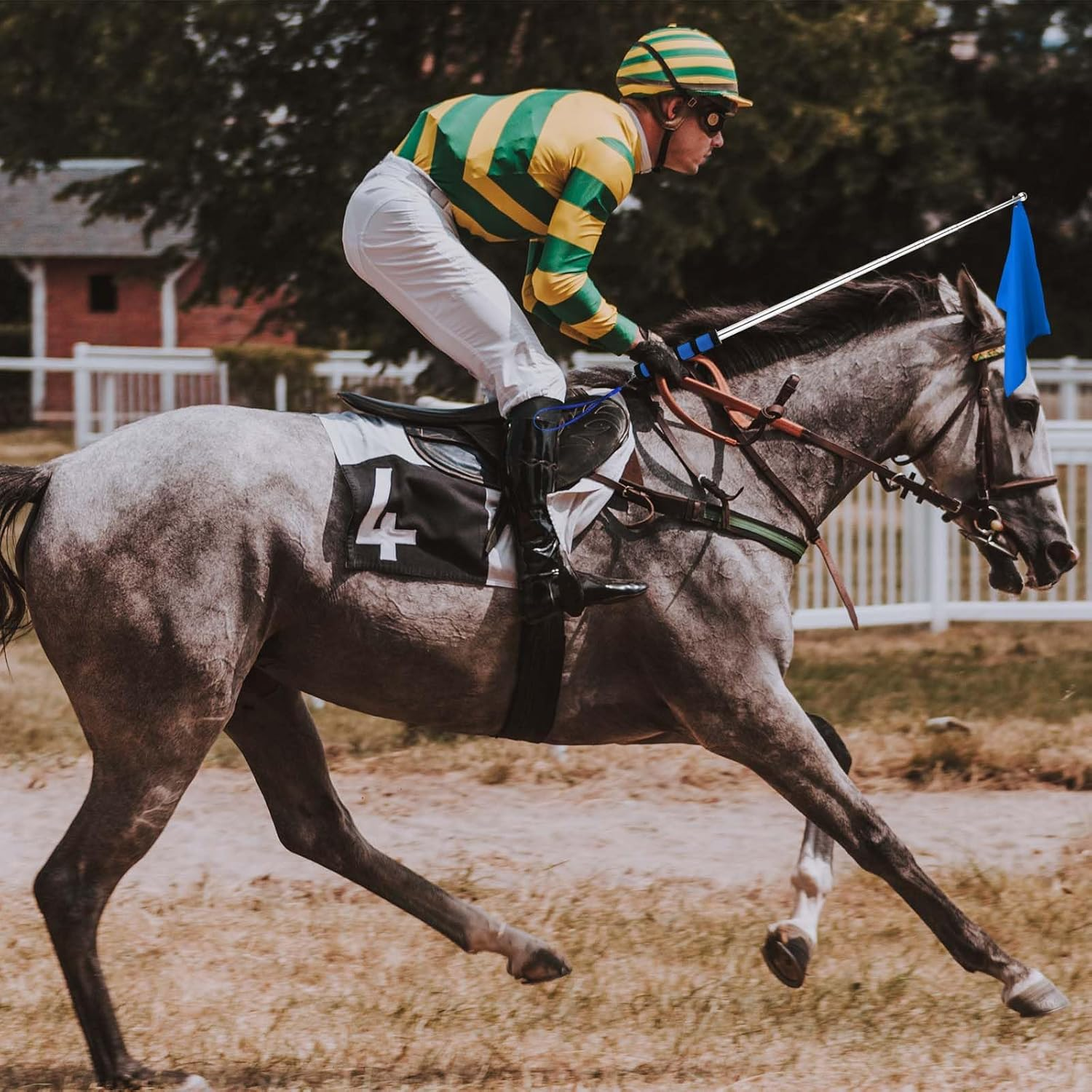 5Pcs Horse Training Flags, Tour Guide Flag with 63 Inch Telescopic Flagpole Horse Training Equipment Telescopic Flag Poles Horse Flag Equestrian Training Flags image number 2