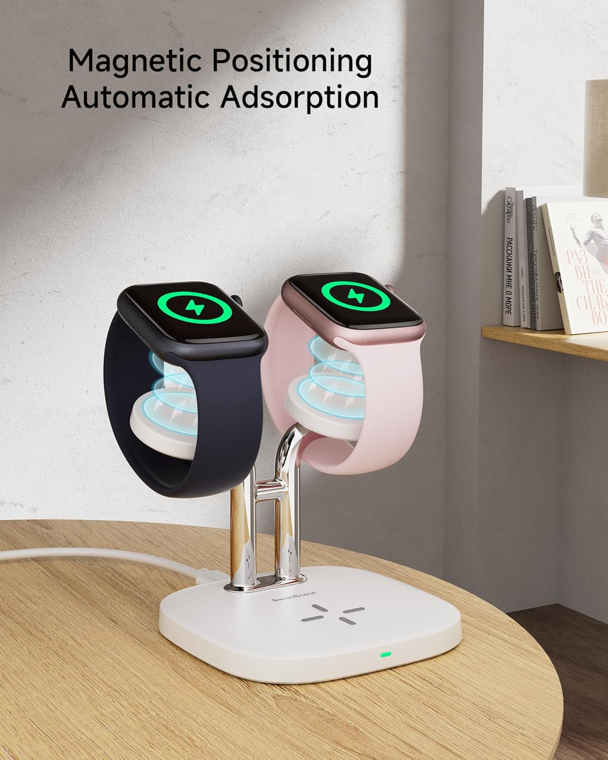 Swanscout Charger for Apple Watch, Dual Watch Charger for Apple Watchultra 3/Ultra 2/SE 3/Series 11/10/9/8/7/6, Wireless Charging Station for Airpods 4/3Rd/2Nd, Swanscout 704A