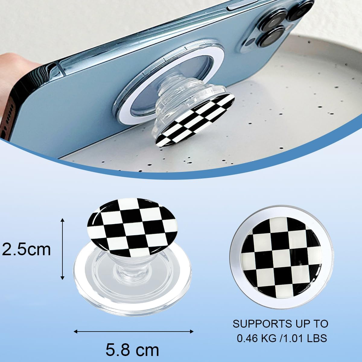 Cell Phone Grip & Phone Stand, T Tersely Magnetic Cell Phone Holder Compatible with Magsafe,For Iphone Smartphone Tablet Accessory (Chessboard) image number 4