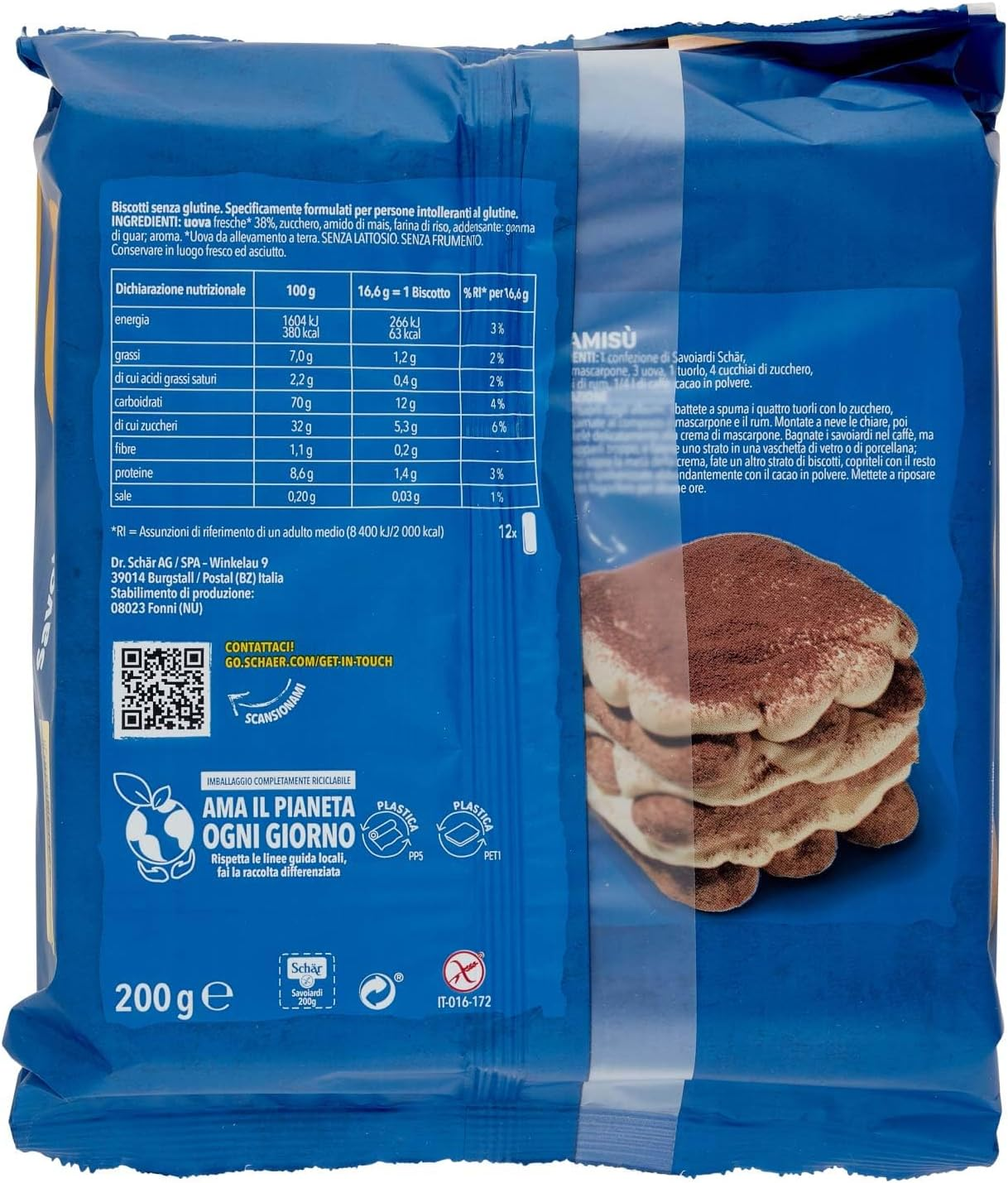 Schar Schar Savoiardi Sponge Biscuits 200G, 200 G image number 2