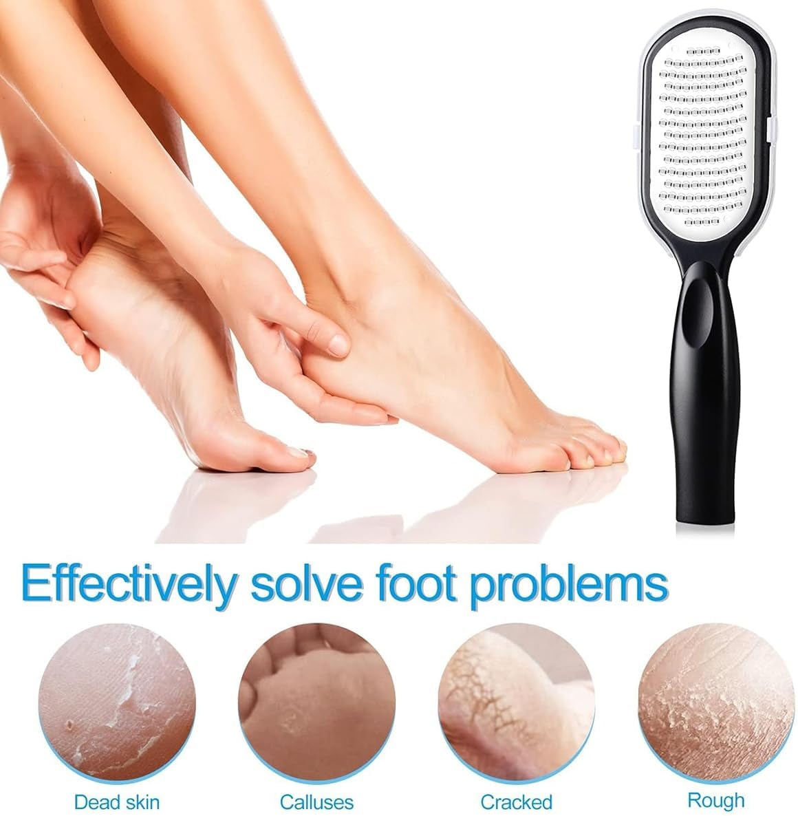 Premium Stainless Steel Pedicure Tool - Ergonomic Foot File for Hard Skin Removal, Durable Heel Scraper for Cracked Heels, Professional Foot Care, Black & White image number 5