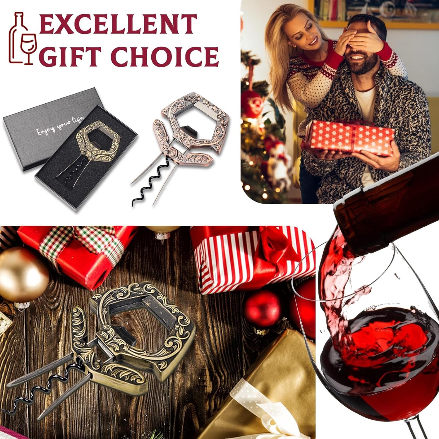 LUCYLANKER Corkscrew Old Wine, Ah so Wine Opener for Vintage Bottles, Two Prong Remover with Beer Bottle Opener, Waiter Corkscrew, Wine Connoisseur Collector for Uncorking (Bronze) image number 2
