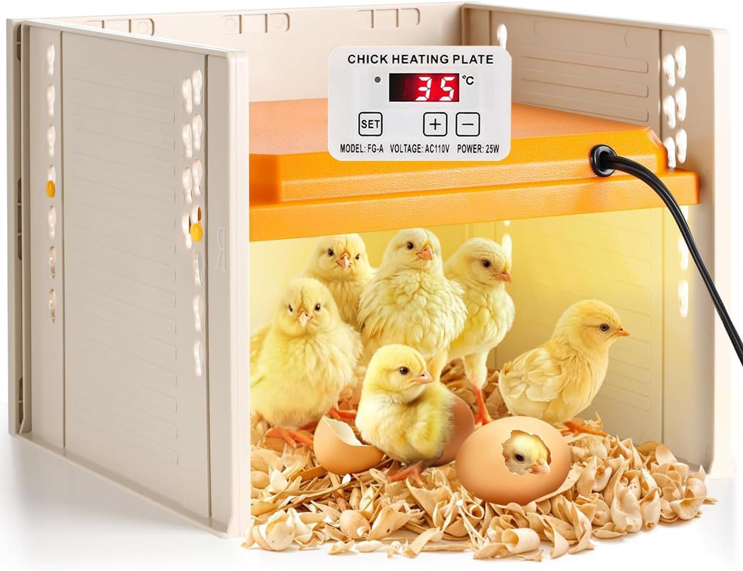 Brooder Plate for Chicks, 25W Heat Plate with Temperature Control, 9.76" X 9.76" Brooder Heater Adjustable Height and Angle, Chick Warmer Brooding Heating Plates for Baby Chicken Poultry Duck image number 2