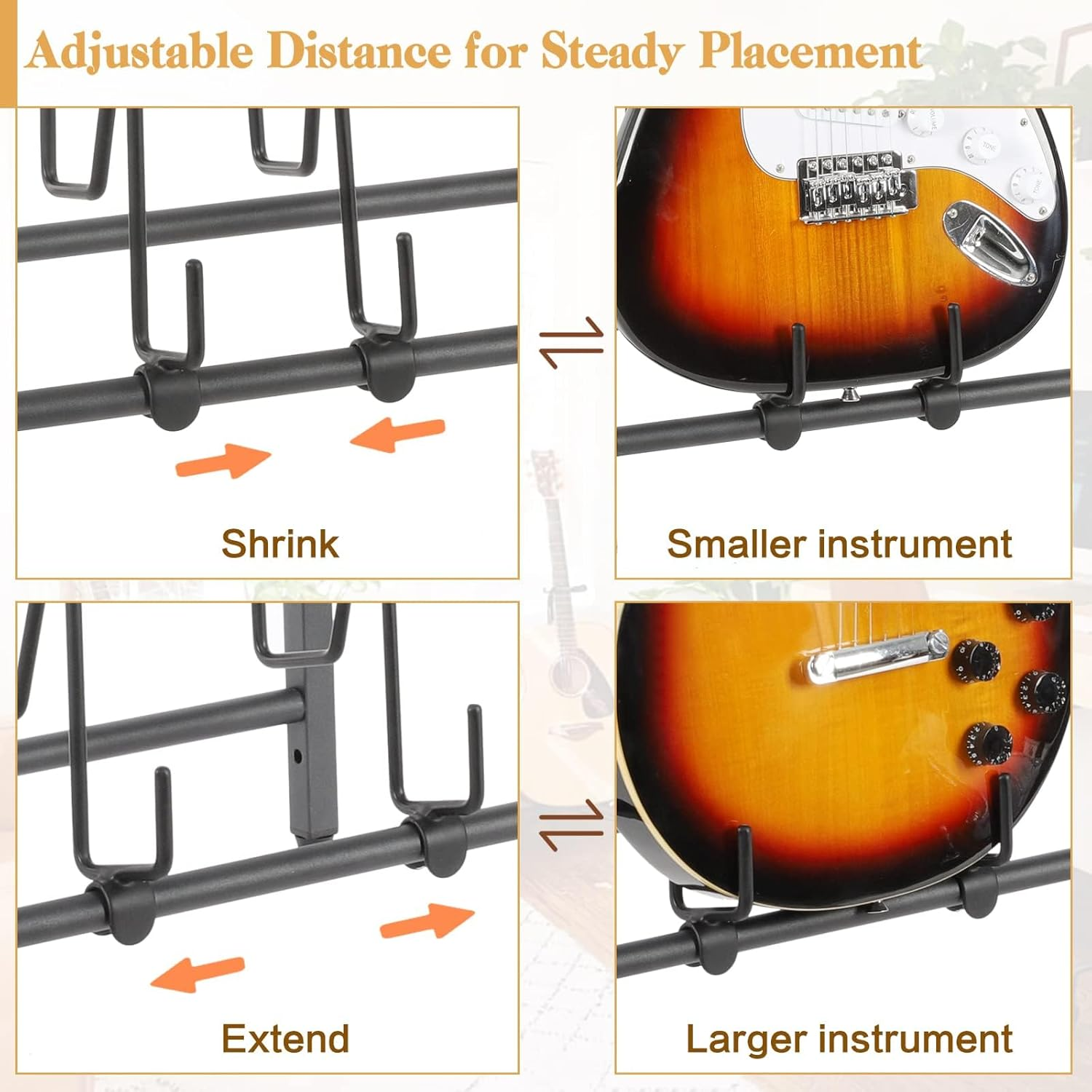Guitar Stand for Electric Guitar and Bass,3 Guitar Stand Floor with Guitar Amp Stand,Guitar Rack for Multiple Guitars, Guitar Accessories, Adjustable Guitar Holder, Guitar Display for Music Studio image number 4