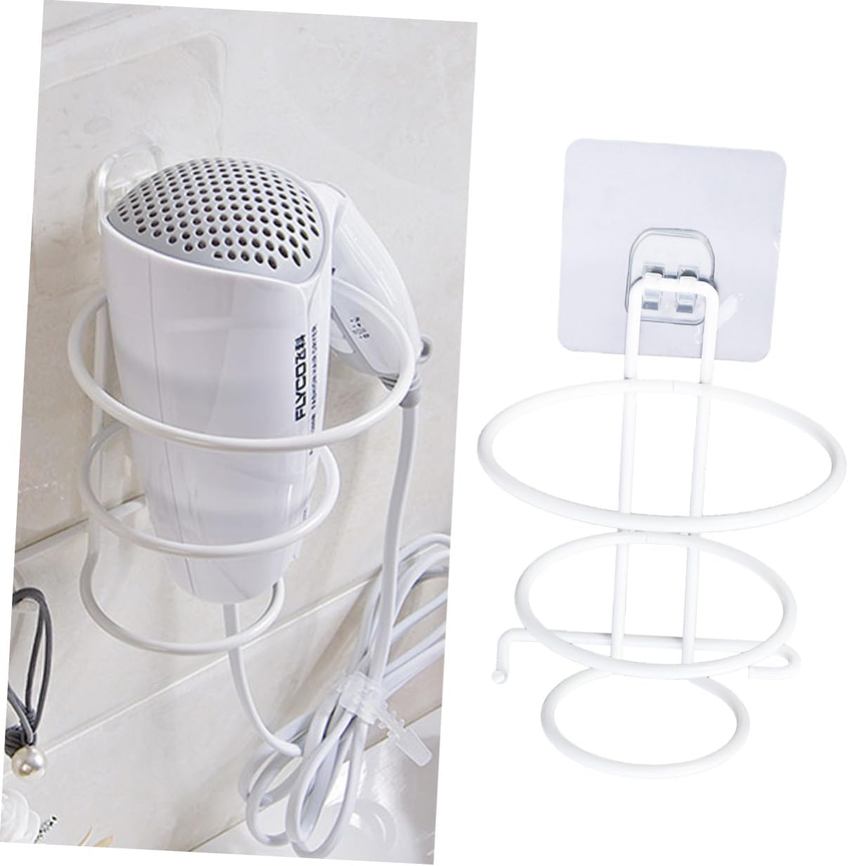 MERRYHAPY Sturdy Dryer and Straightener Holder Wall Mount Rack Storage for Bathroom image number 3