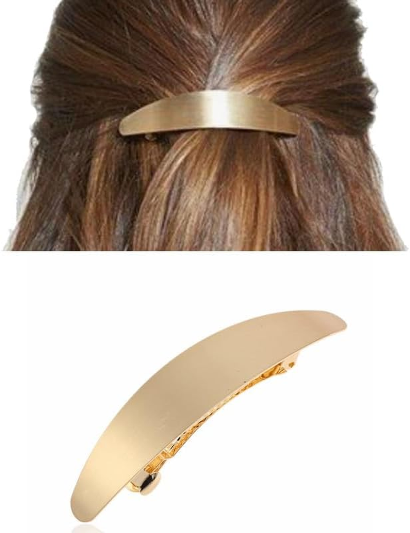 Enautoabs French Metal Hair Clip, Hair Clips, Brushed Gold, Oval Hair Clip, Pin, Geometric Ponytail Holder, Hair Clips, Minimalist Hair Clip, Decorative (Gold Oval) image number 1
