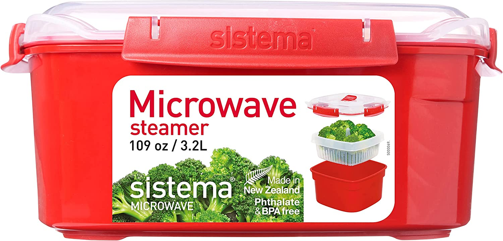 Sistema Microwave 3.2L Large Microwave Steamer, Red