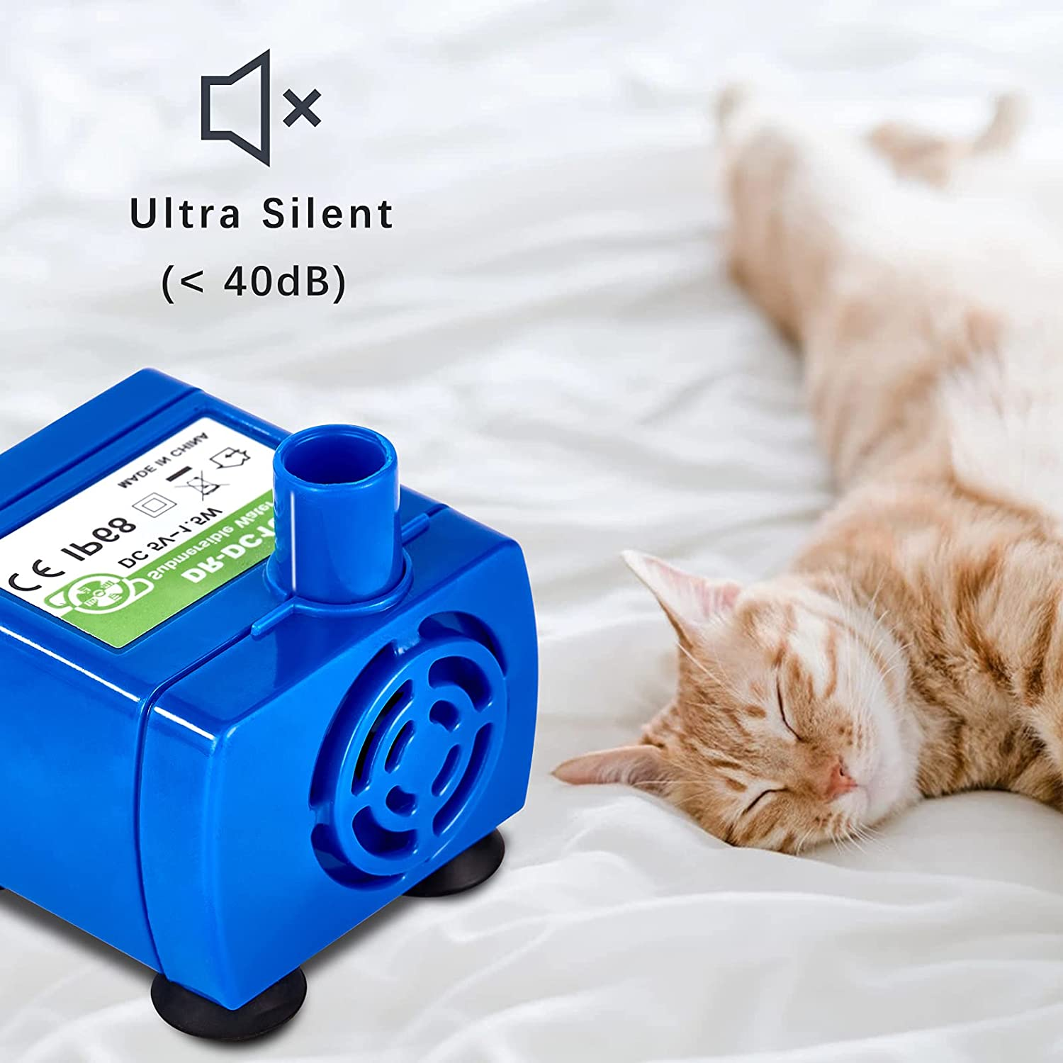 Cat Water Fountain Pump, Pet Water Fountain Pump Replacement Pump DR-DC160 Motor for for Round, Cubic, Flower Cap Cat Fountain image number 4