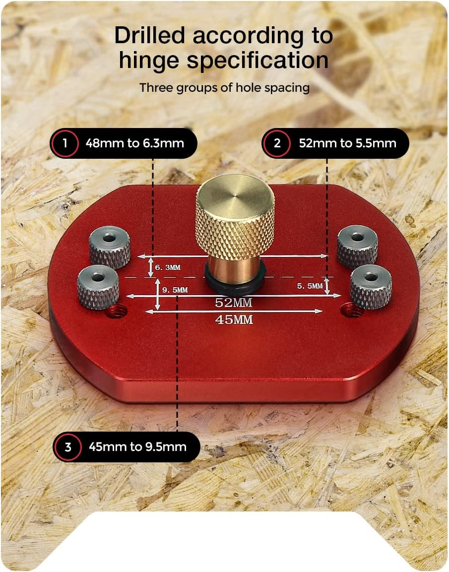 VEIKO 35MM Hinge Boring Hole Drill Guide Locator Jig Clamp Woodworking Tool Kit image number 6
