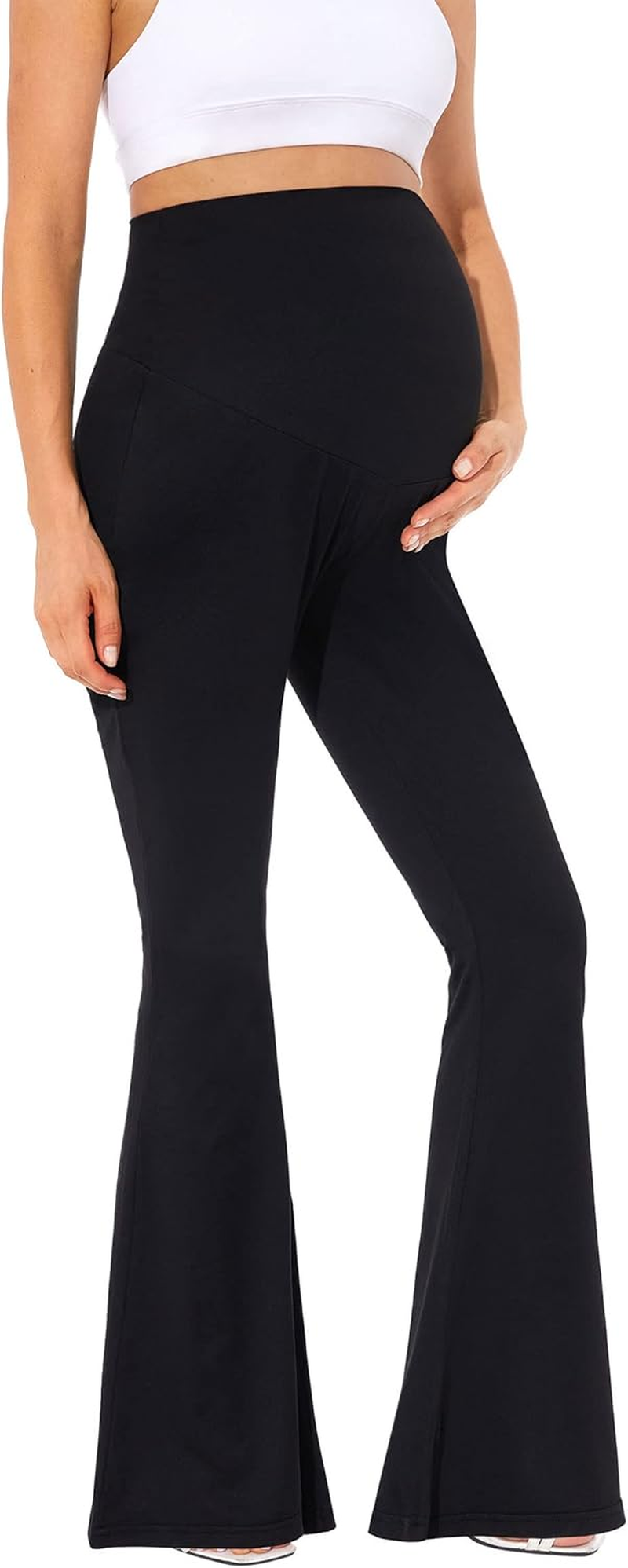 Maternity Pants Bell Bottom Pants Palazzo Pants for Women Maternity Yoga Pants Maternity Work Pants Maternity Flare Pants Flare Pants for Women Black M, Black, Medium image number 2