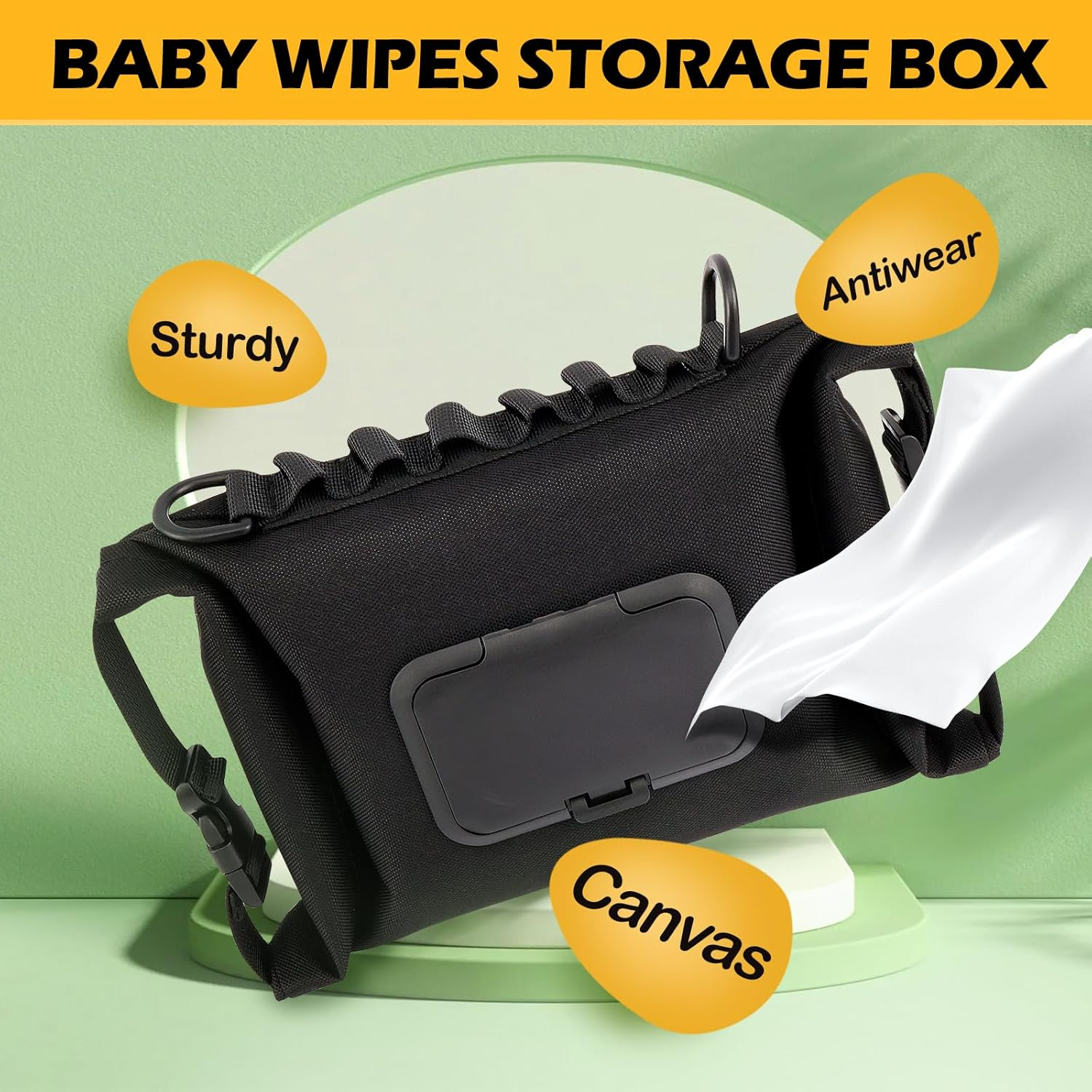Baby Wipes Dispenser Portable Wet Wipes Pouches Dispenser Canvas Refillable Wipe Holder Keeps Wipes Fresh Reusable Travel Wet Wipe Container for Outdoor Outing Camping Hiking image number 2