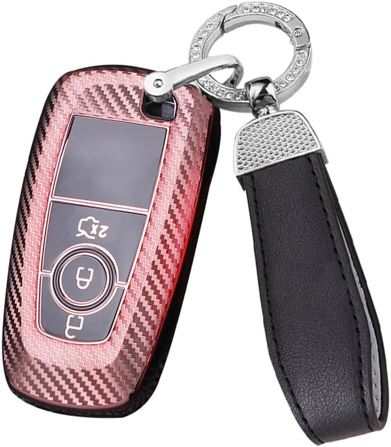 Ontto TPU Car Key Fob Cover Case Fit for Ford Focus Edge Explorer Fusion Mondeo Mustang Raptor Ecosport Ranger F150 F250 F350 Remote Key Shell Holder Bag Keychain Keyring Accessories 4 Buttons Red