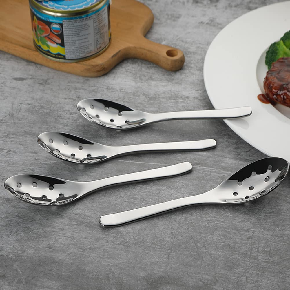 4 Pcs Slotted Spoons,Durable Stainless Steel Soup Spoons,Small Strainer for Home Restaurant Dinner image number 6