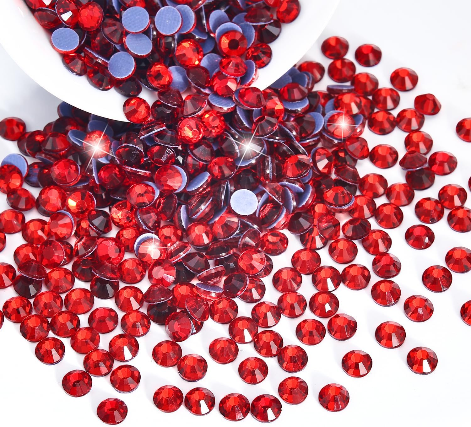 Liliume 5000 X Hotfix Rhinestones 21 Colours 5 Sizes SS6-SS30 Rhinestones for Textiles DIY Crafts (Red)