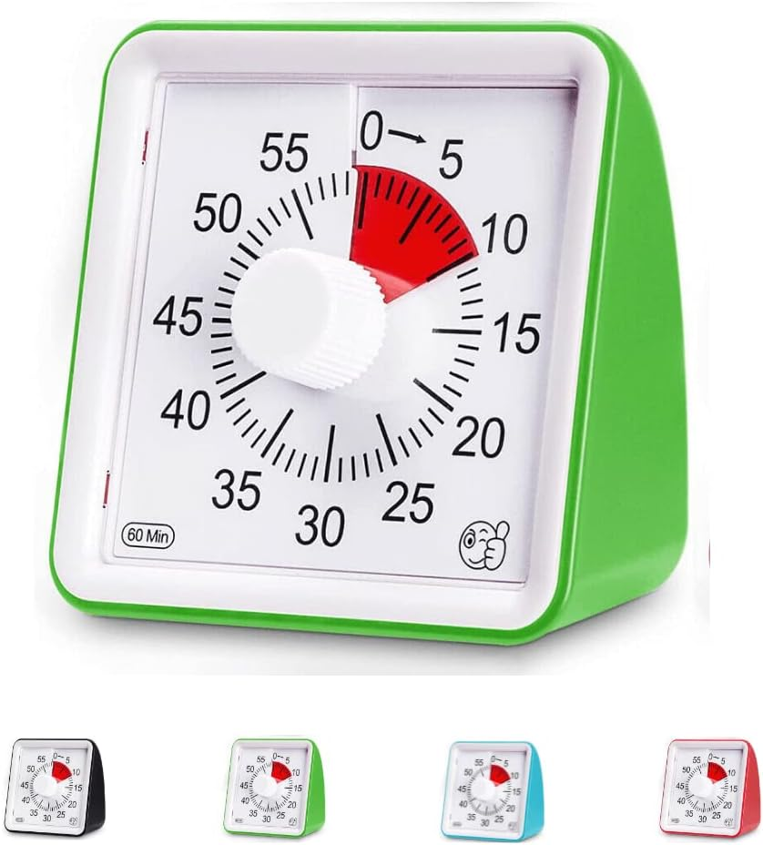 60-Minute Visual Countdown Timer for Kids and Adults, Classroom Time Management Clock (Large, Black)
