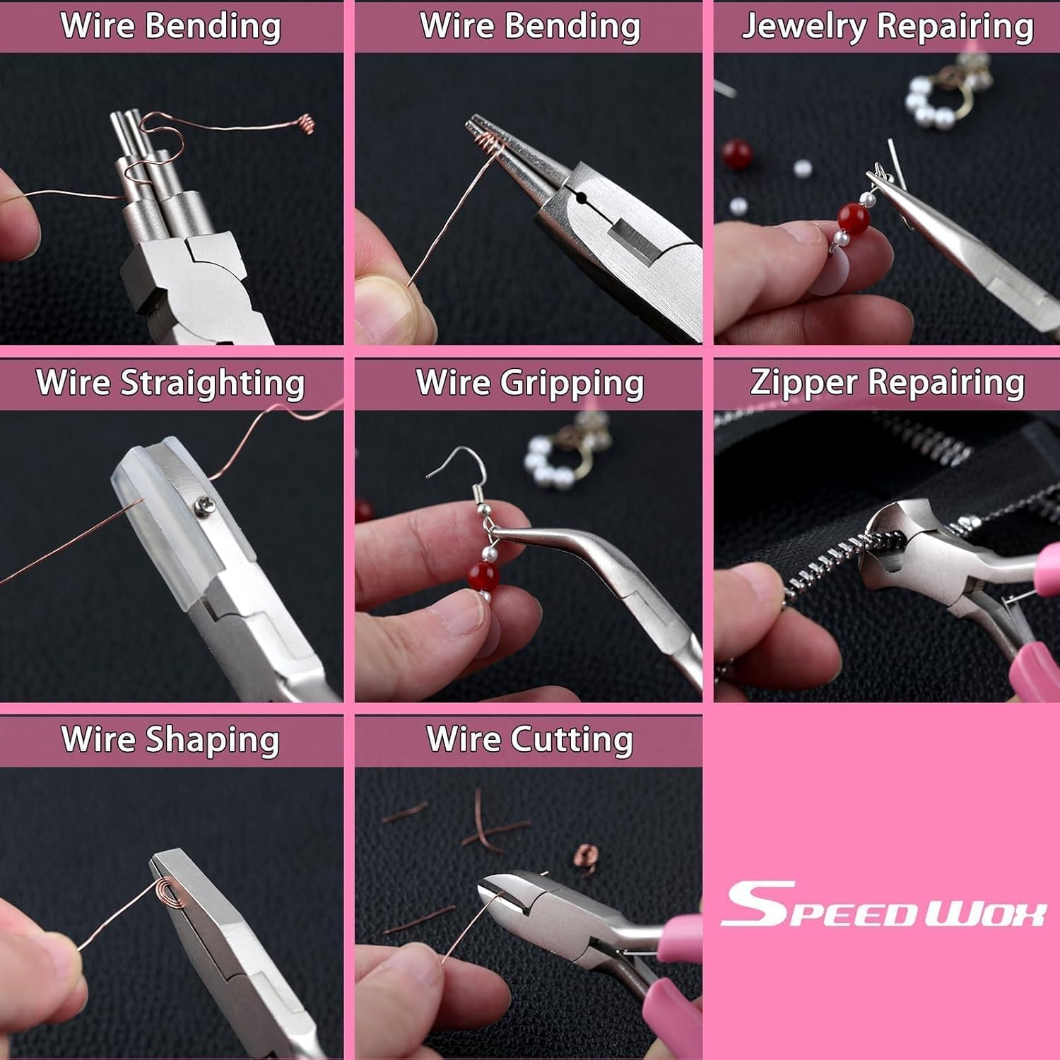SPEEDWOX 8Pcs Jewelry Making Pliers Set Flat Nose Pliers Smooth Jaw & Serrated Jaw Wire Looping Pliers End Cutting Pliers Wire Cutter Chain Nose Pliers Bend Nose Pliers round Nose Pliers with Cutter