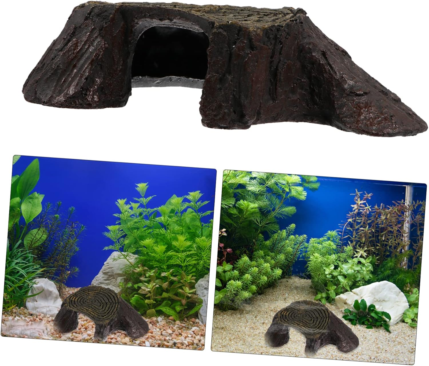 VICASKY Reptile Climbing Platform Tortoise Terrace Aquarium Decor Resin Basking Dock with Tree Hole Design Pet Climbing Terrace for Fish Tank Landscaping Habitat image number 4