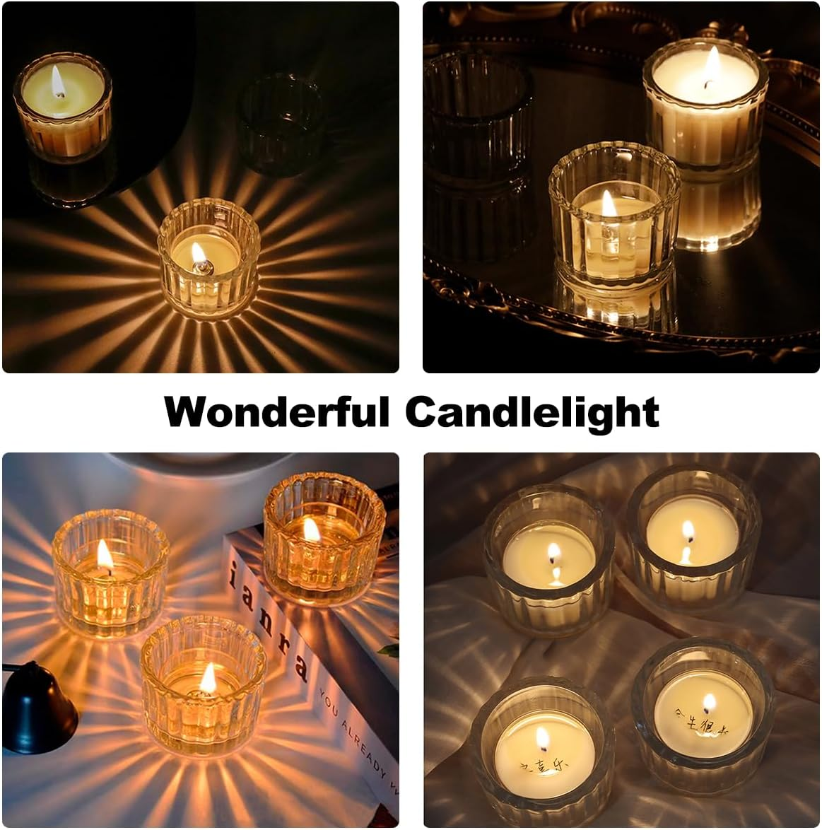 12 PCS Clear Tealight Candle Holders, Glass Candle Holder, Votive Candle Holders Small, Tea Light Candle Holder Glass for Table Centerpiece Wedding Baby Shower Home Dinner Party Decorations image number 6