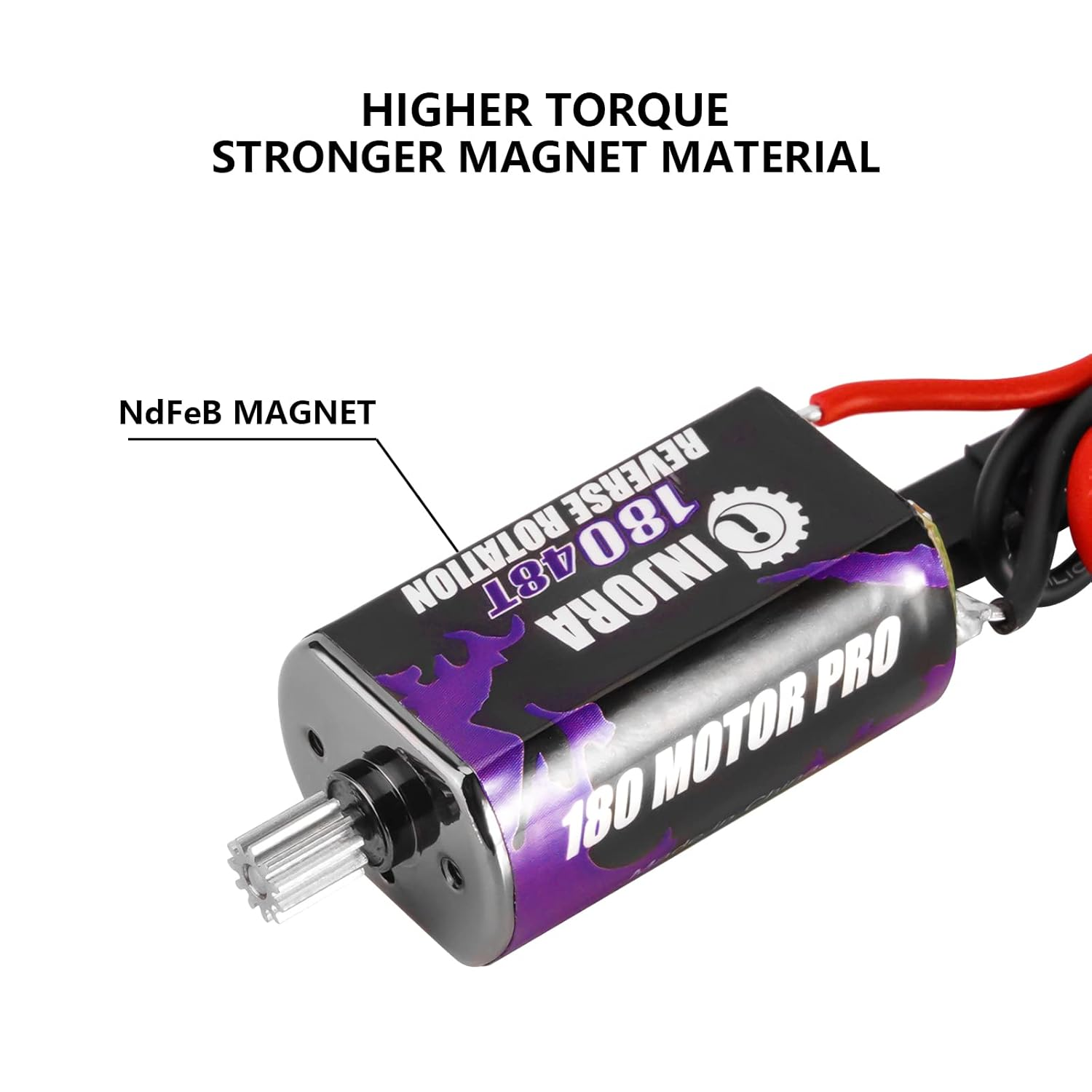 INJORA 180 PRO Brushed 48T Motor with Stainless Steel Pinion for TRX4M 1/18 RC Crawler Car Upgrade image number 2
