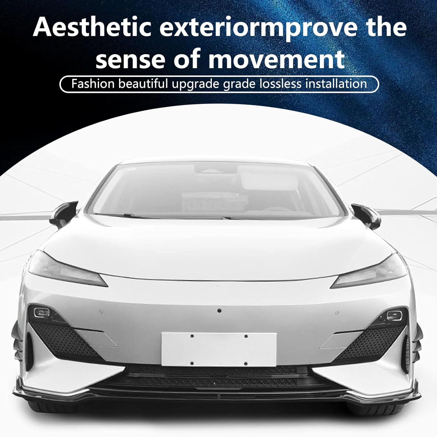 Gunhunt Pack-6 Car Spoiler Canards Kit, Body Anti-Collision Diffuser, Exterior Soft Rubber Decorative Stickers, Car Universal Auto Front Bumper Lip Splitter (Glossy Black) image number 4