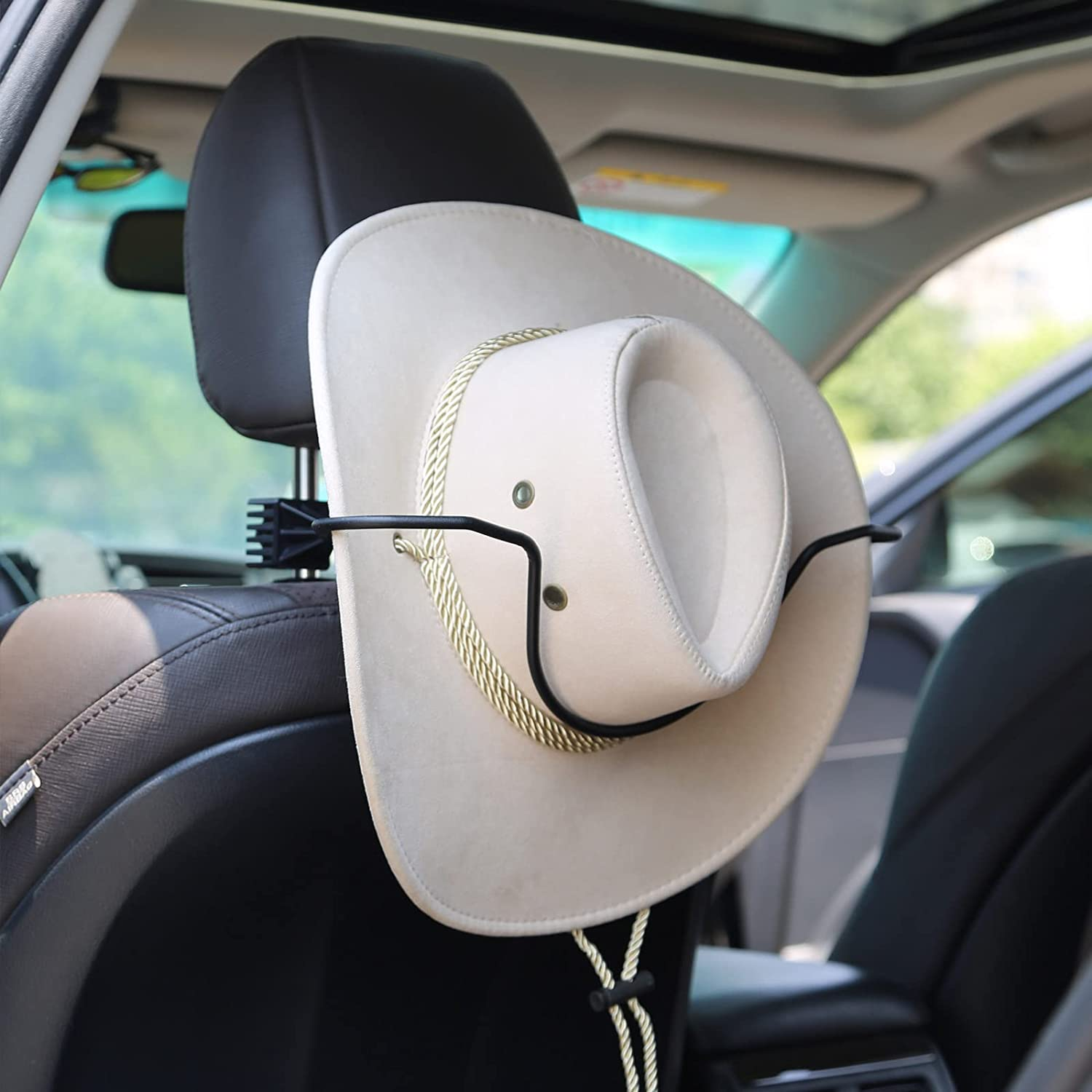 GEEDAR Cowboy Hat Holder Rack for Truck SUV Car(Keep Hat Shape) Car Clothes Hanger Bar Coat Hanger Hard Hat Holder for Truck Seat Car Accessories image number 3