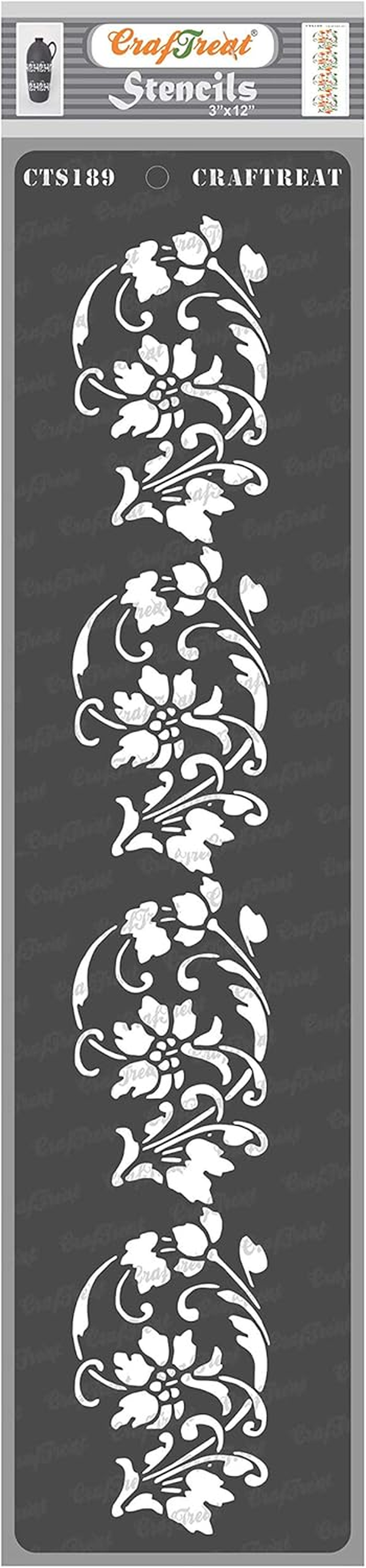 Craftreat Border Stencils for Painting on Canvas, Wallart, Bullet Journal Notebook and Scrapbook - Journal Border Stencils - 3"X12" Moroccan Rangoli Stencil - Reusable Stencil Arts & Crafts Supplies image number 2