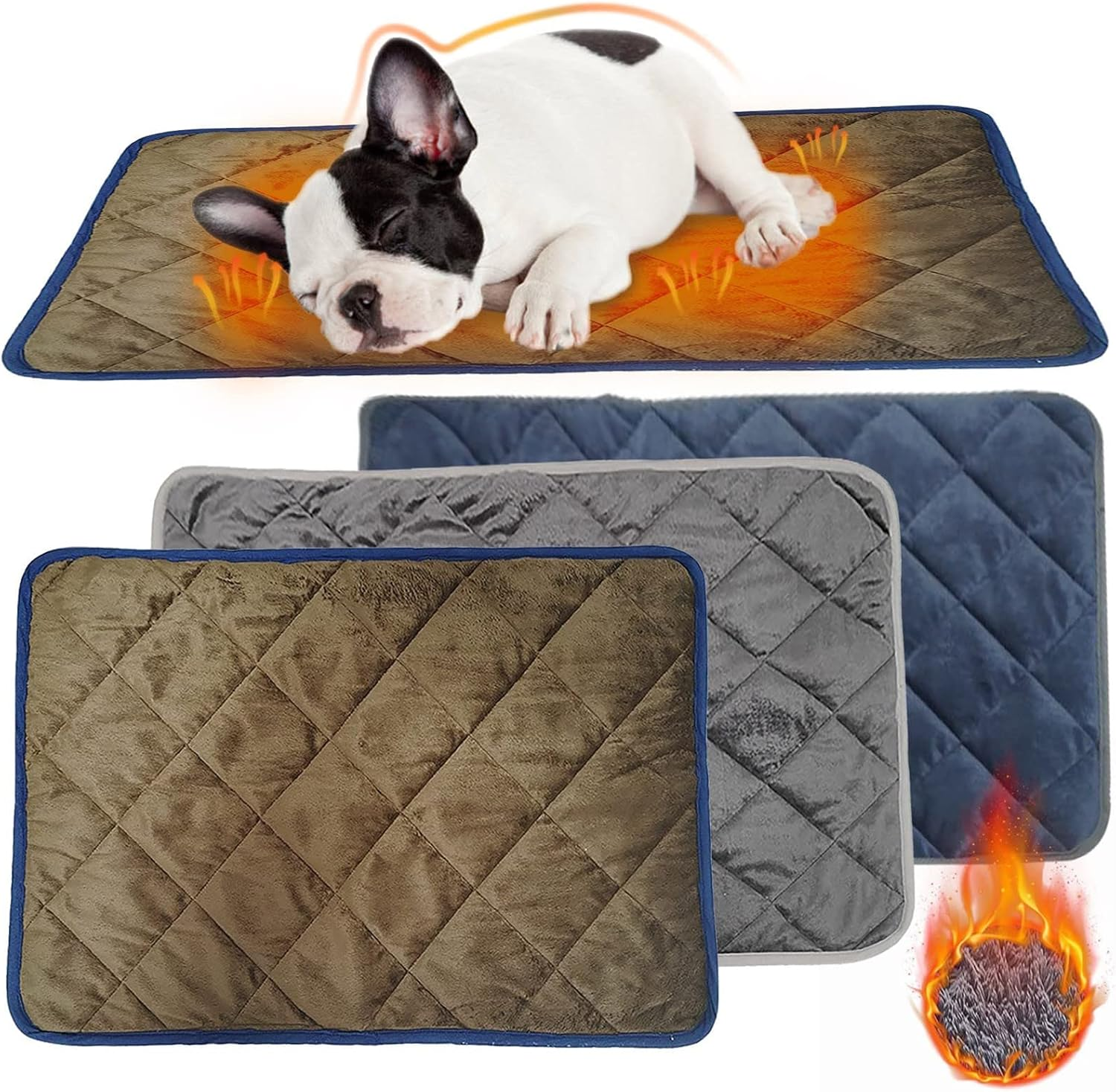 Self Heating Pad for Pets, Heating Pad Indoor for Dog, Cat, Waterproof Soft Heated Blanket, Warmer Floor Mat Animal Bed, Easy to Clean and Safe,Navy,Xl image number 3