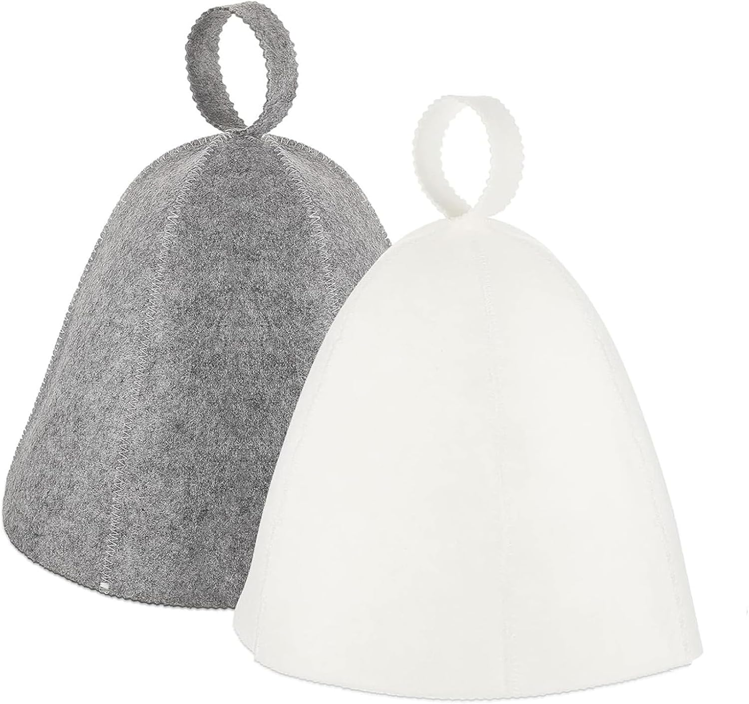 Sauna Hat, 2 Pcs Infrared Sauna Caps, Wool Sauna Hats for Women and Men, Felt Sauna Hat, Vaporarium Hat, Protect Head and Hair Bath Sauna Accessories (Grey&White, One Size)