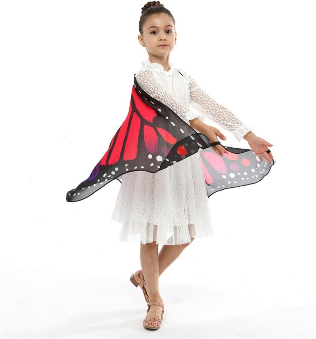 Costume Bay Kids Girls Butterfly Wings Cape Princess Scarf Fairy Wrap Cloak Shawl Book Week Halloween Costume Dress Up image number 3
